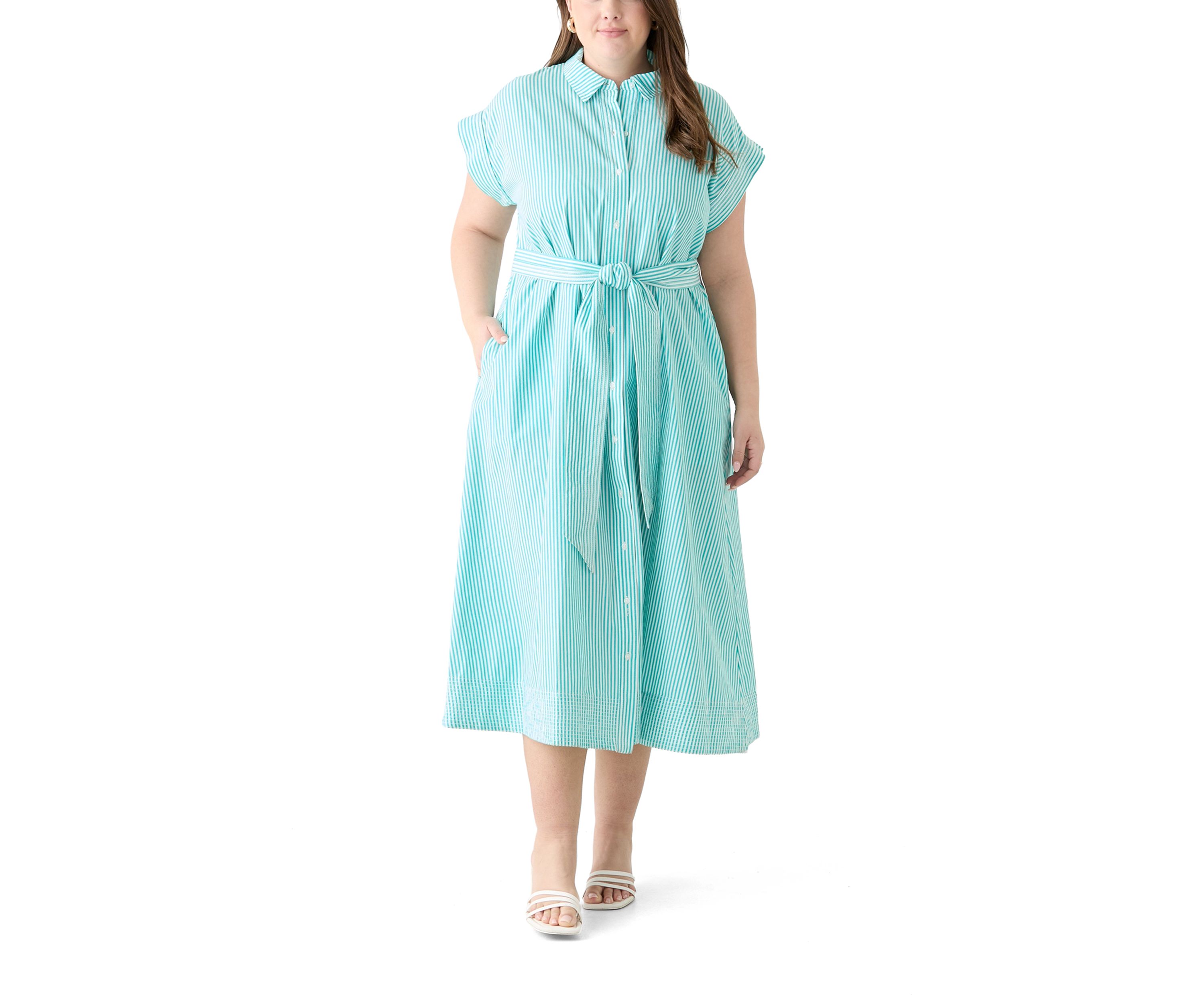 Plus Size Dolman Belted Midi Dress