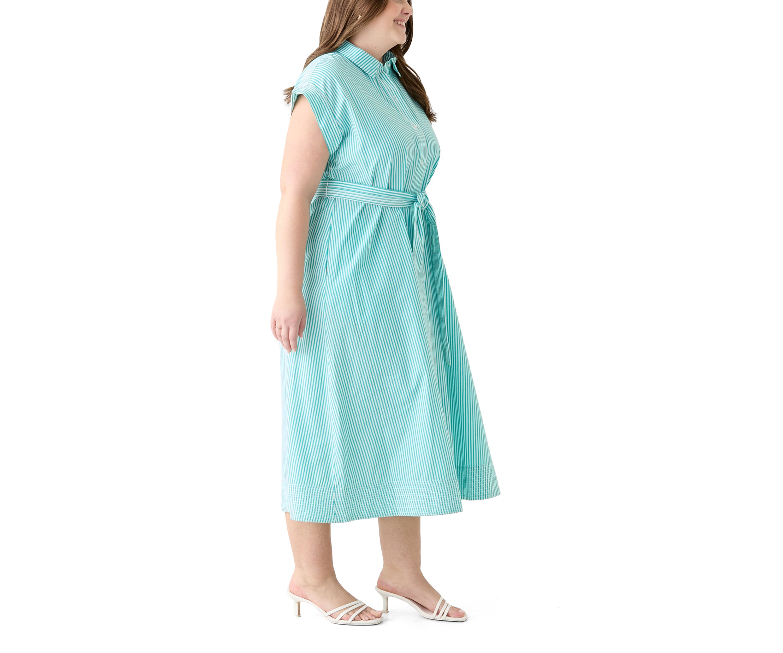 Plus Size Dolman Belted Midi Dress