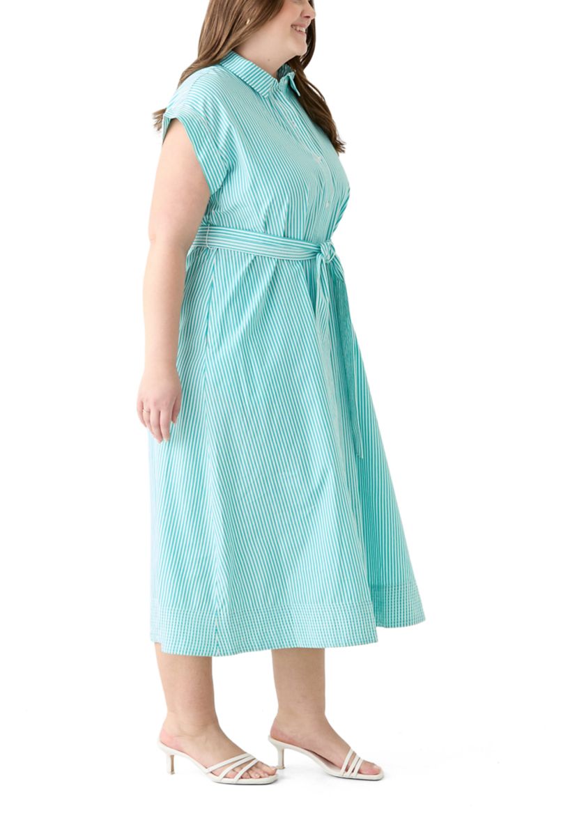 Plus Size Dolman Belted Midi Dress