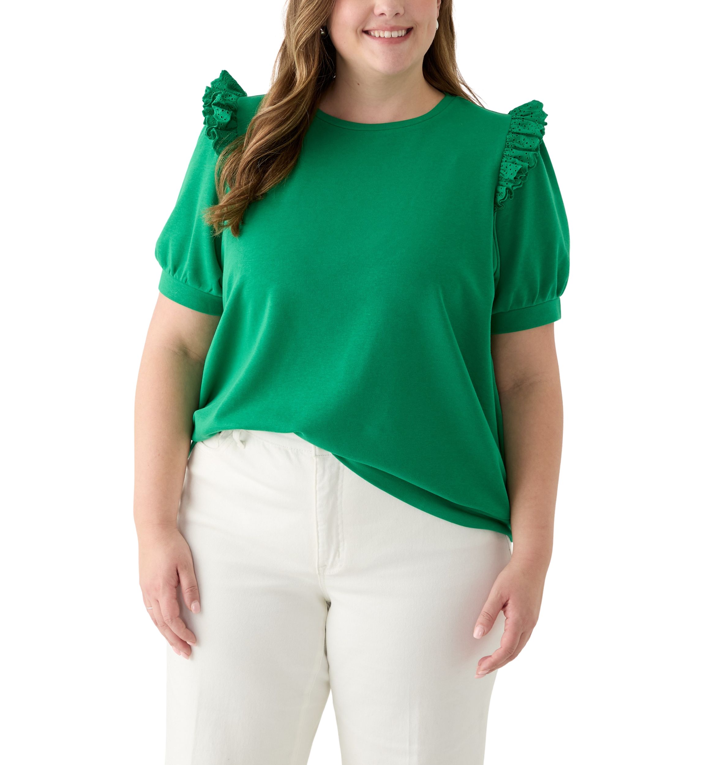 Plus Size Eyelet Ruffle Top