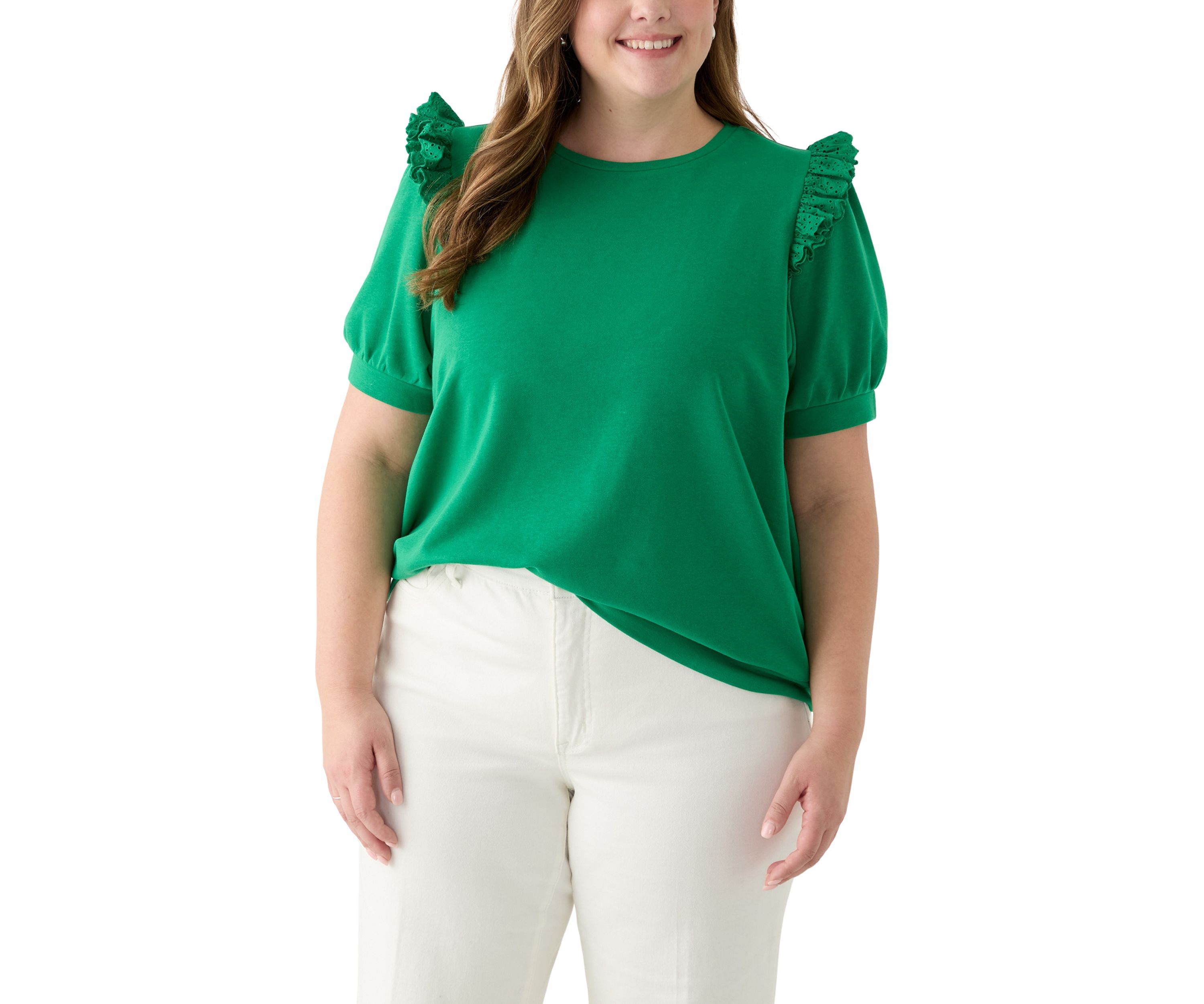 Plus Size Eyelet Ruffle Top
