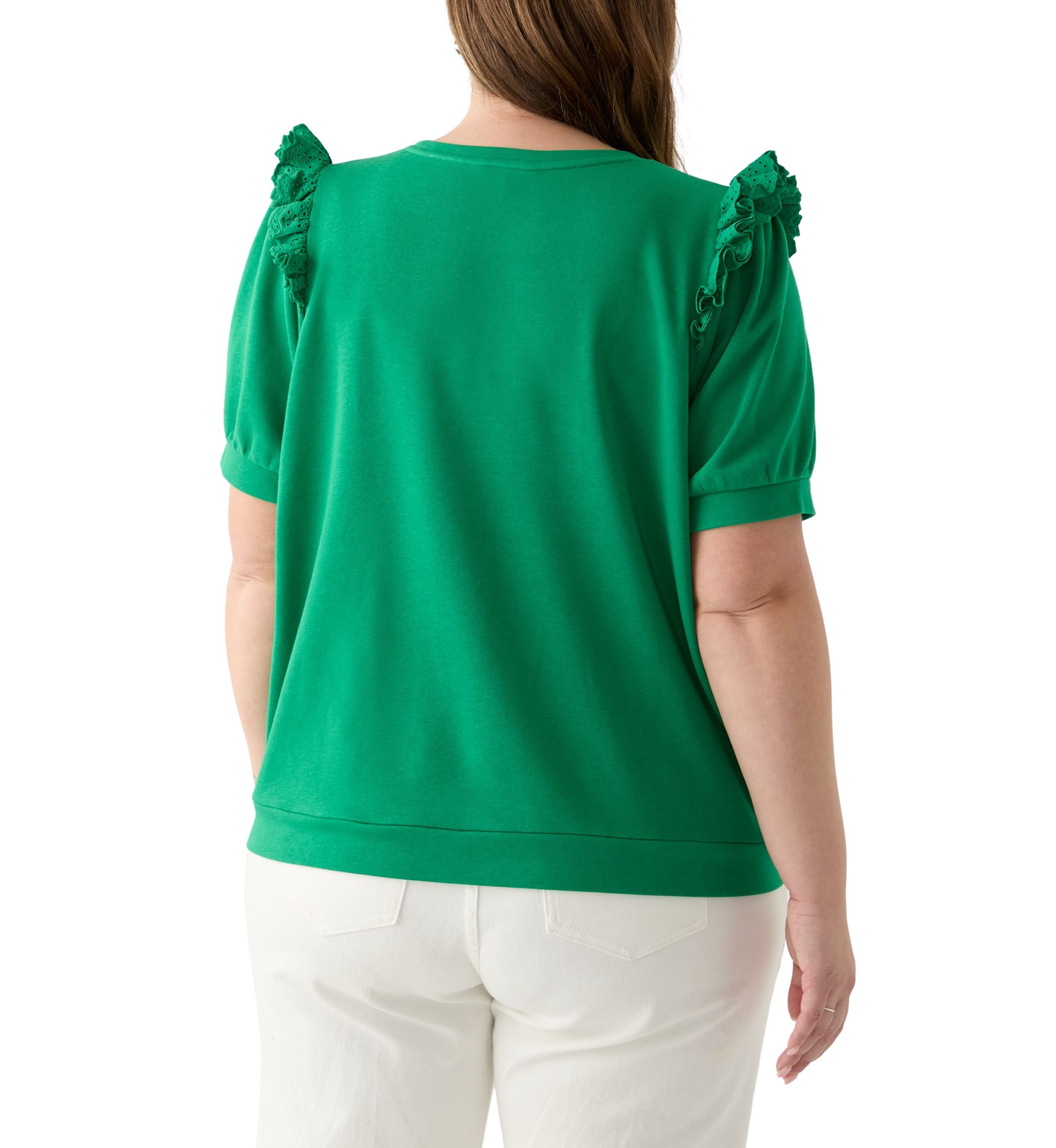 Plus Size Eyelet Ruffle Top