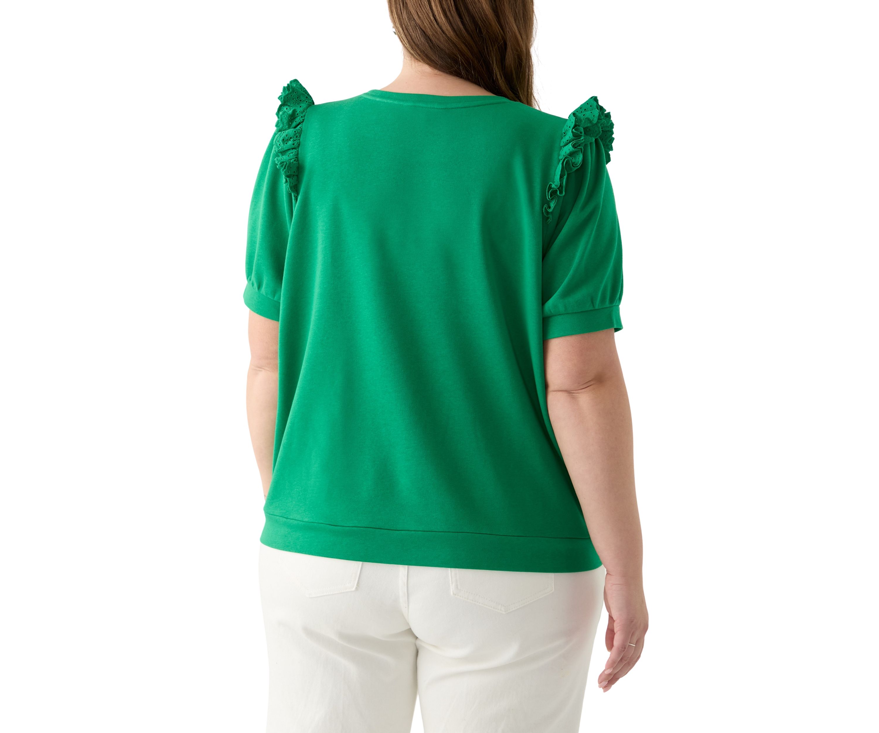 Plus Size Eyelet Ruffle Top