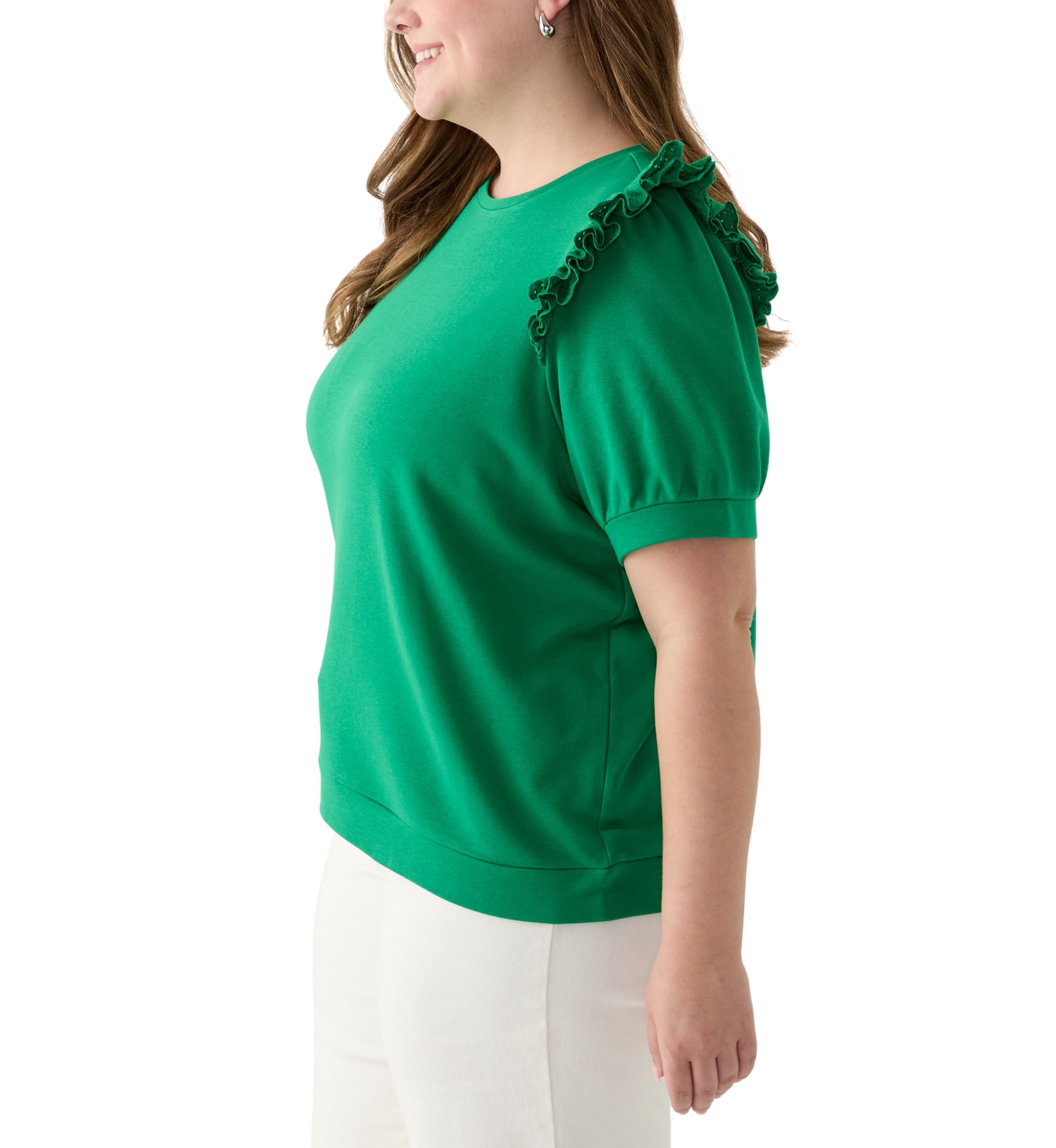 Plus Size Eyelet Ruffle Top