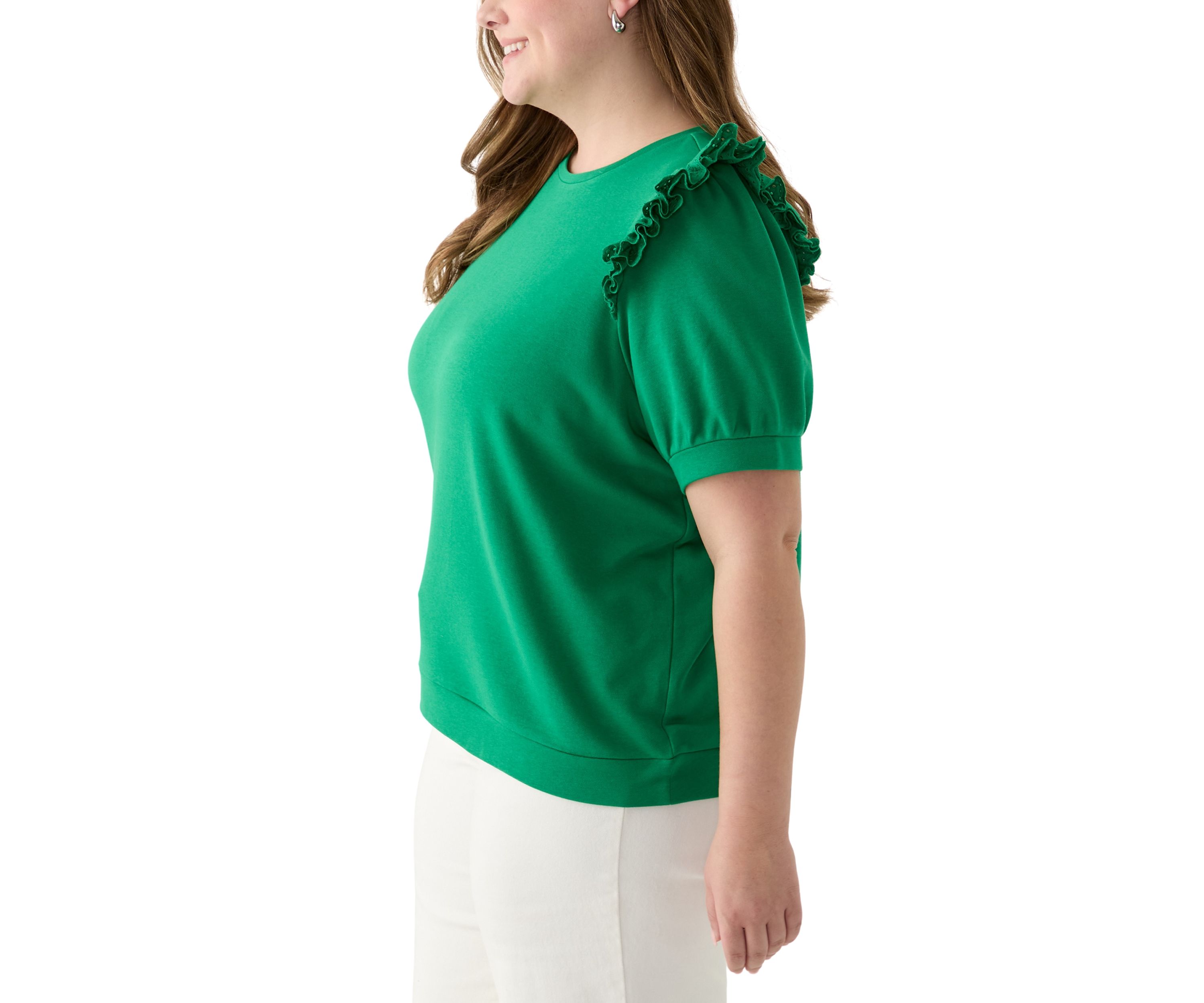 Plus Size Eyelet Ruffle Top