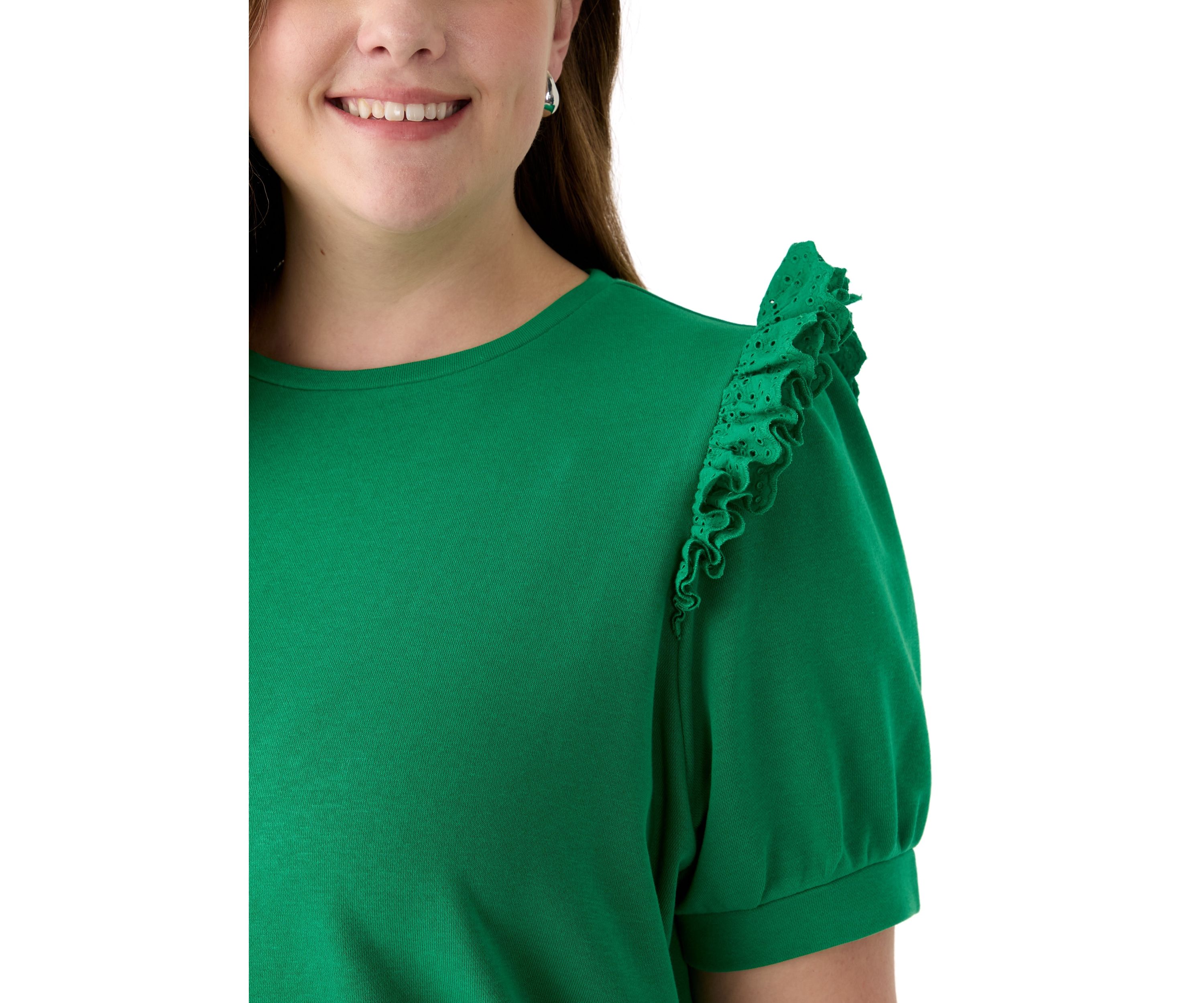Plus Size Eyelet Ruffle Top