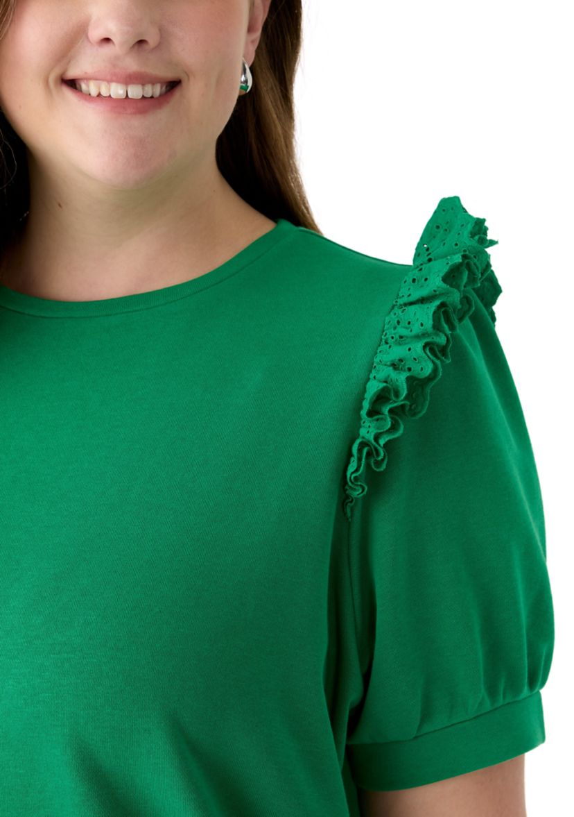 Plus Size Eyelet Ruffle Top