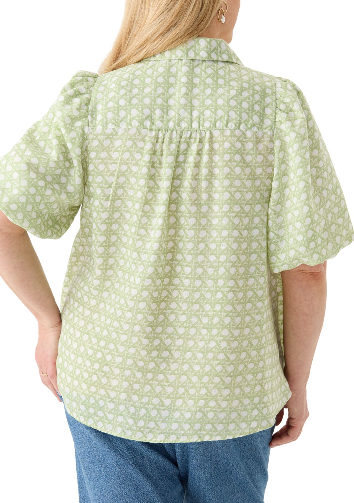Plus Size Printed Button Down Shirt