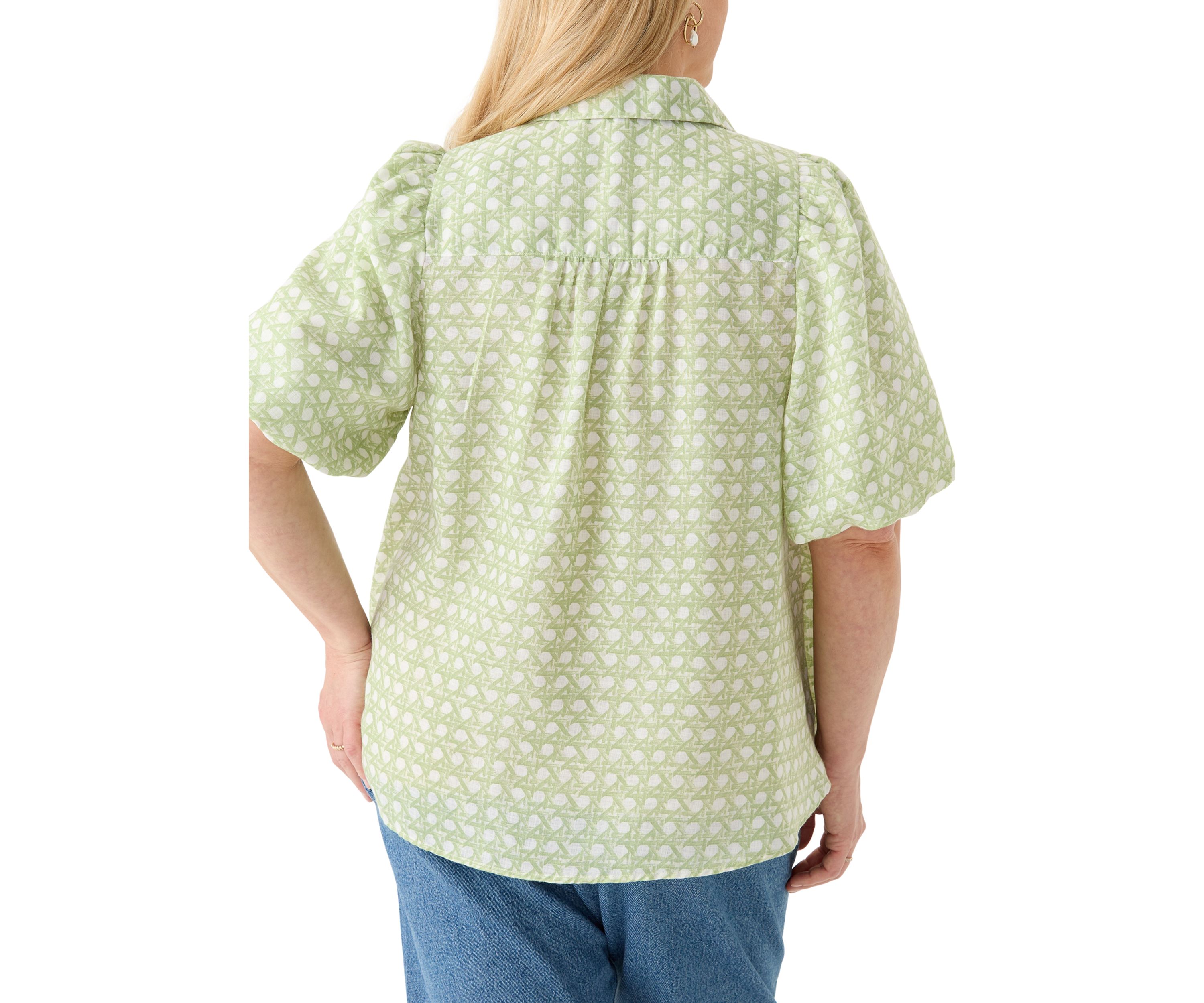 Plus Size Printed Button Down Shirt