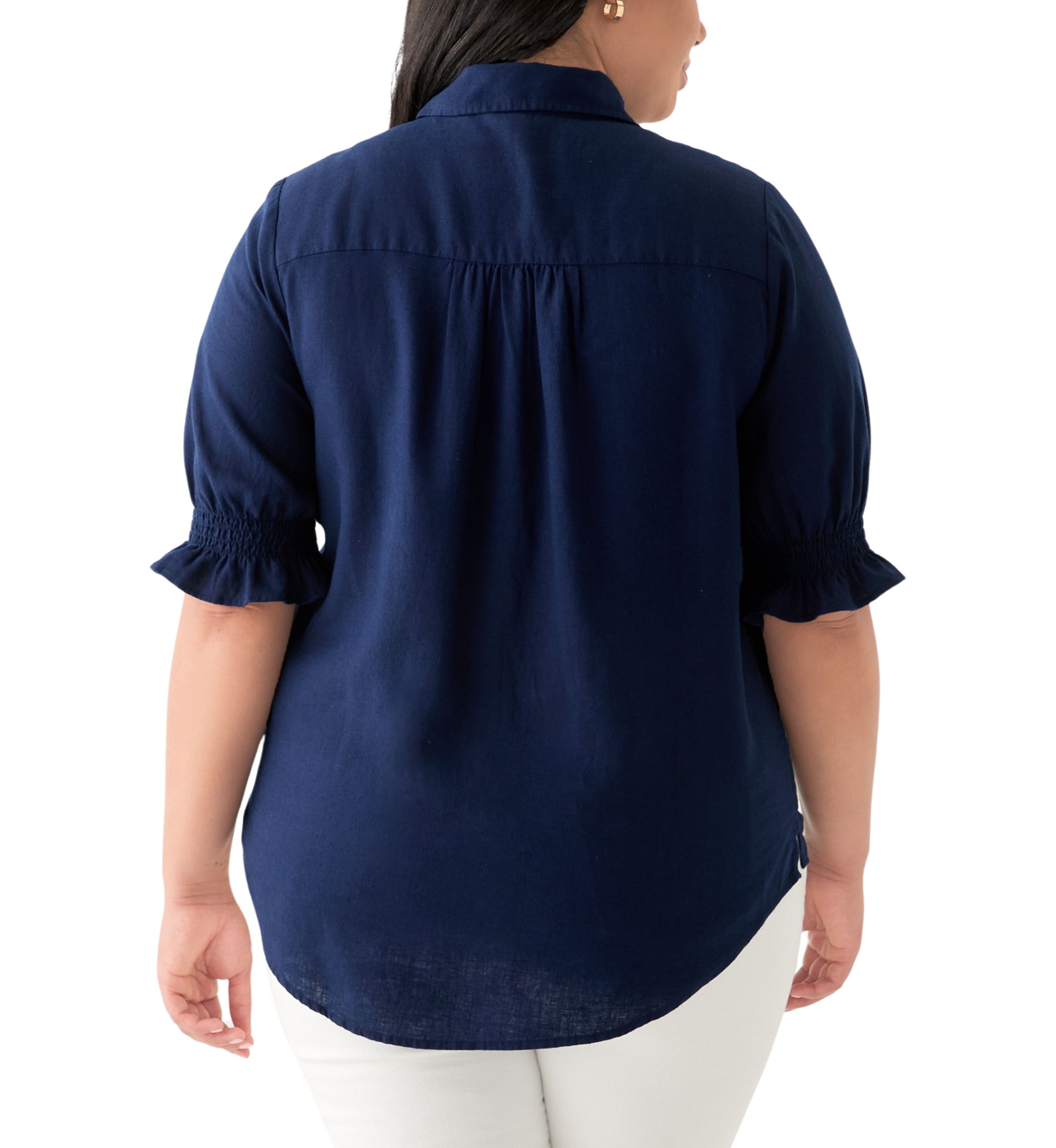 Plus Size Linen Button Down Shirt 