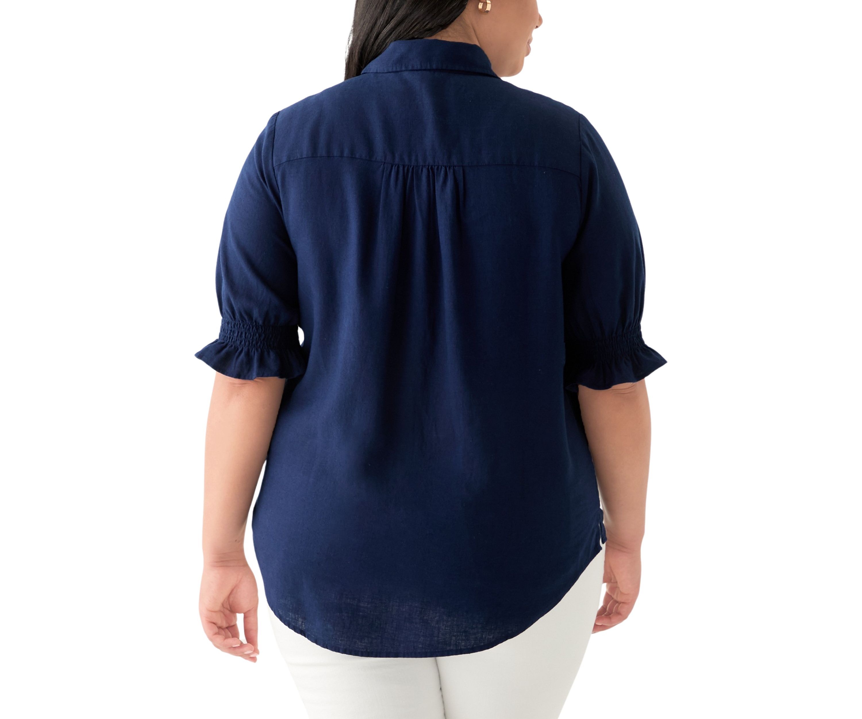 Plus Size Linen Button Down Shirt 