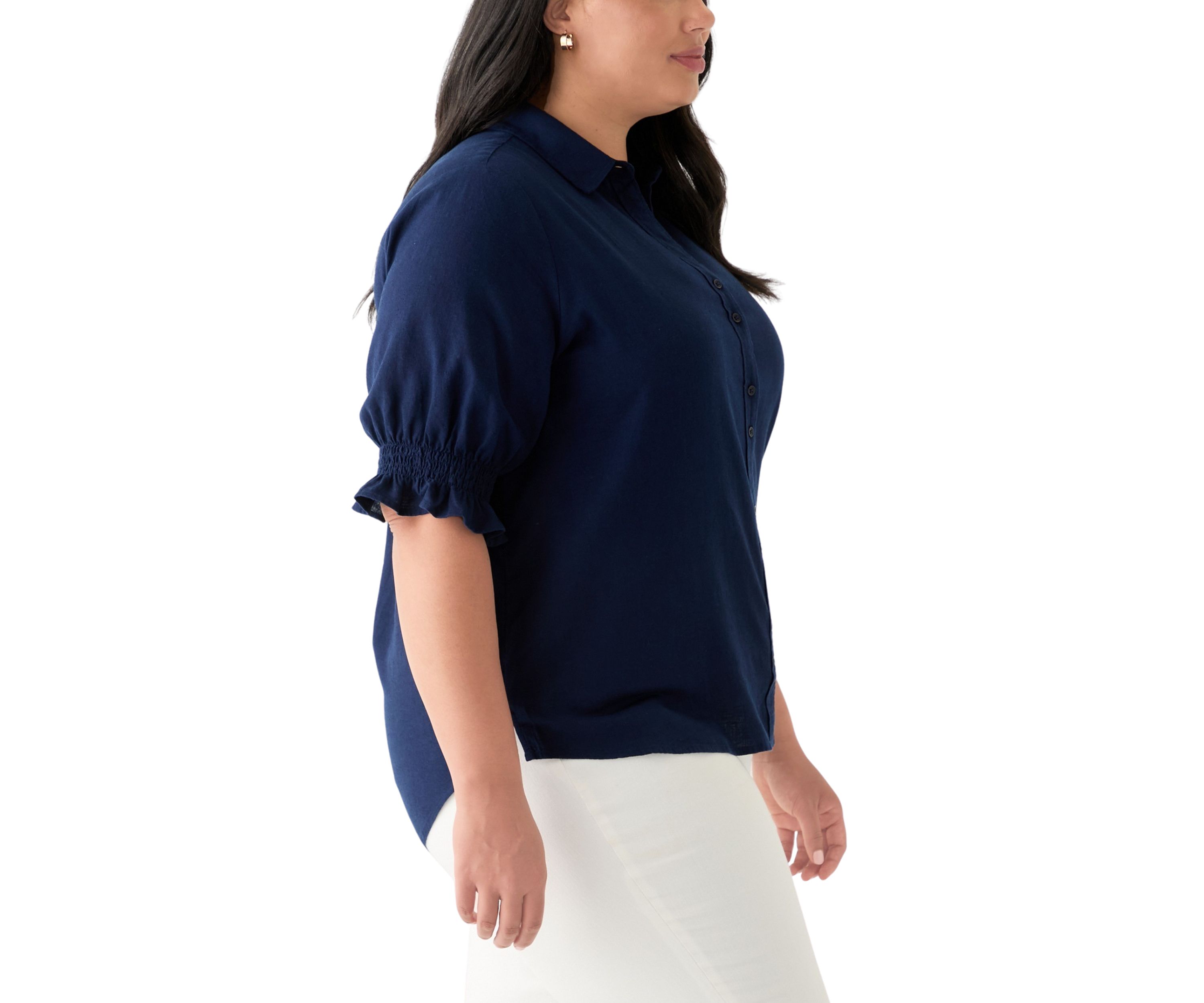 Plus Size Linen Button Down Shirt 