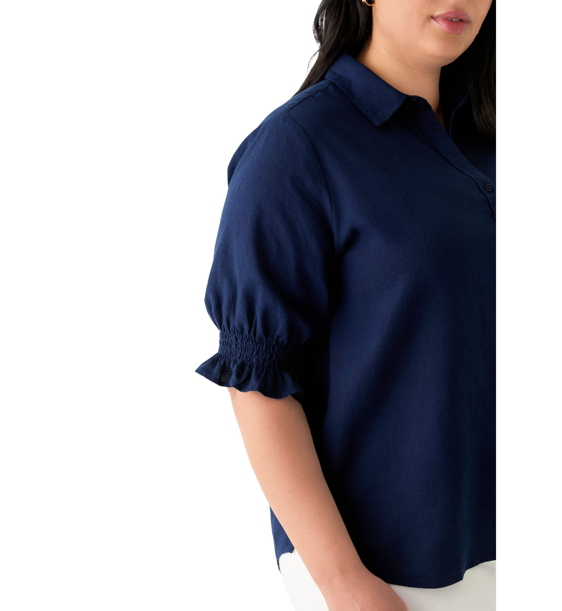 Plus Size Linen Button Down Shirt 