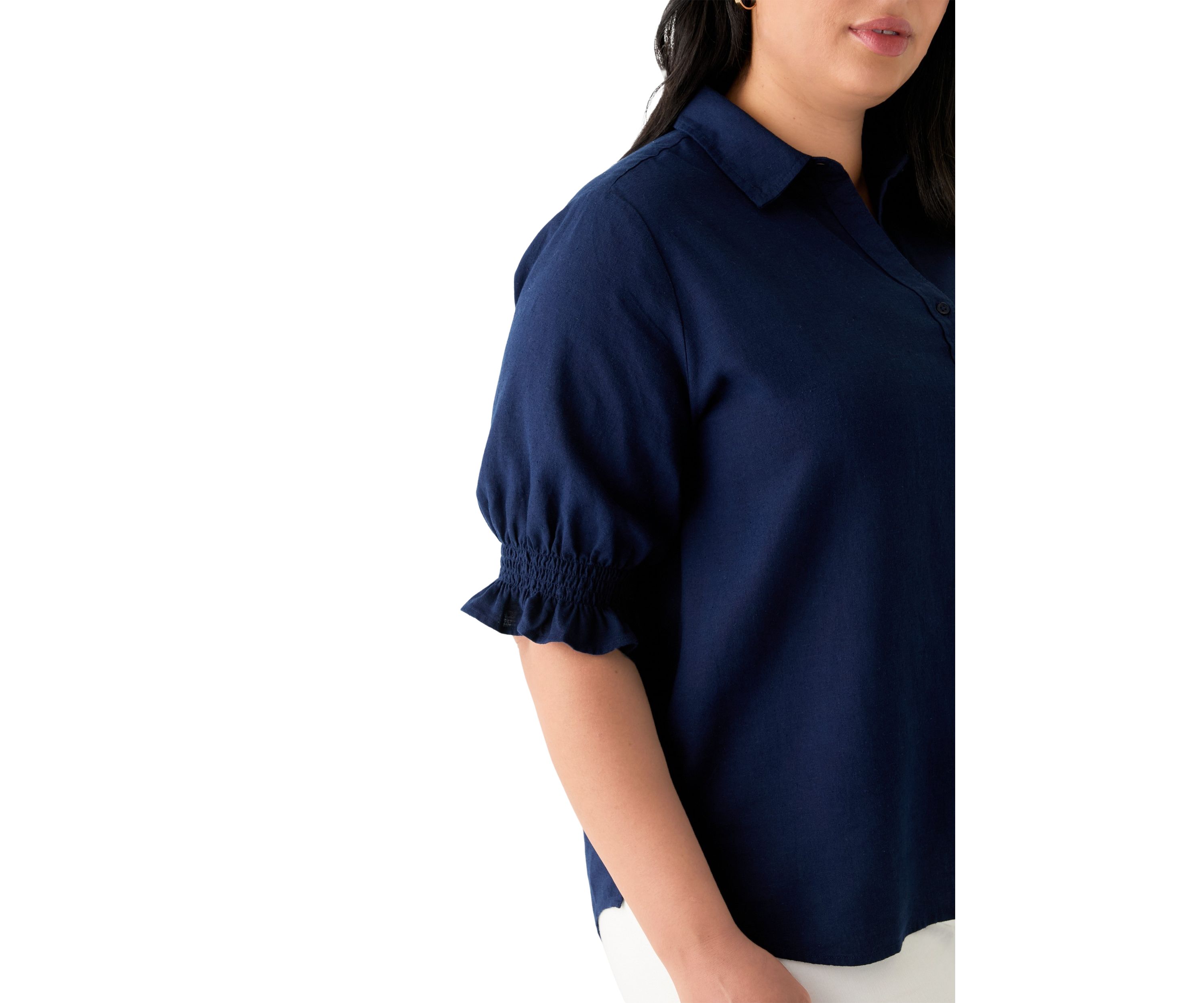 Plus Size Linen Button Down Shirt 