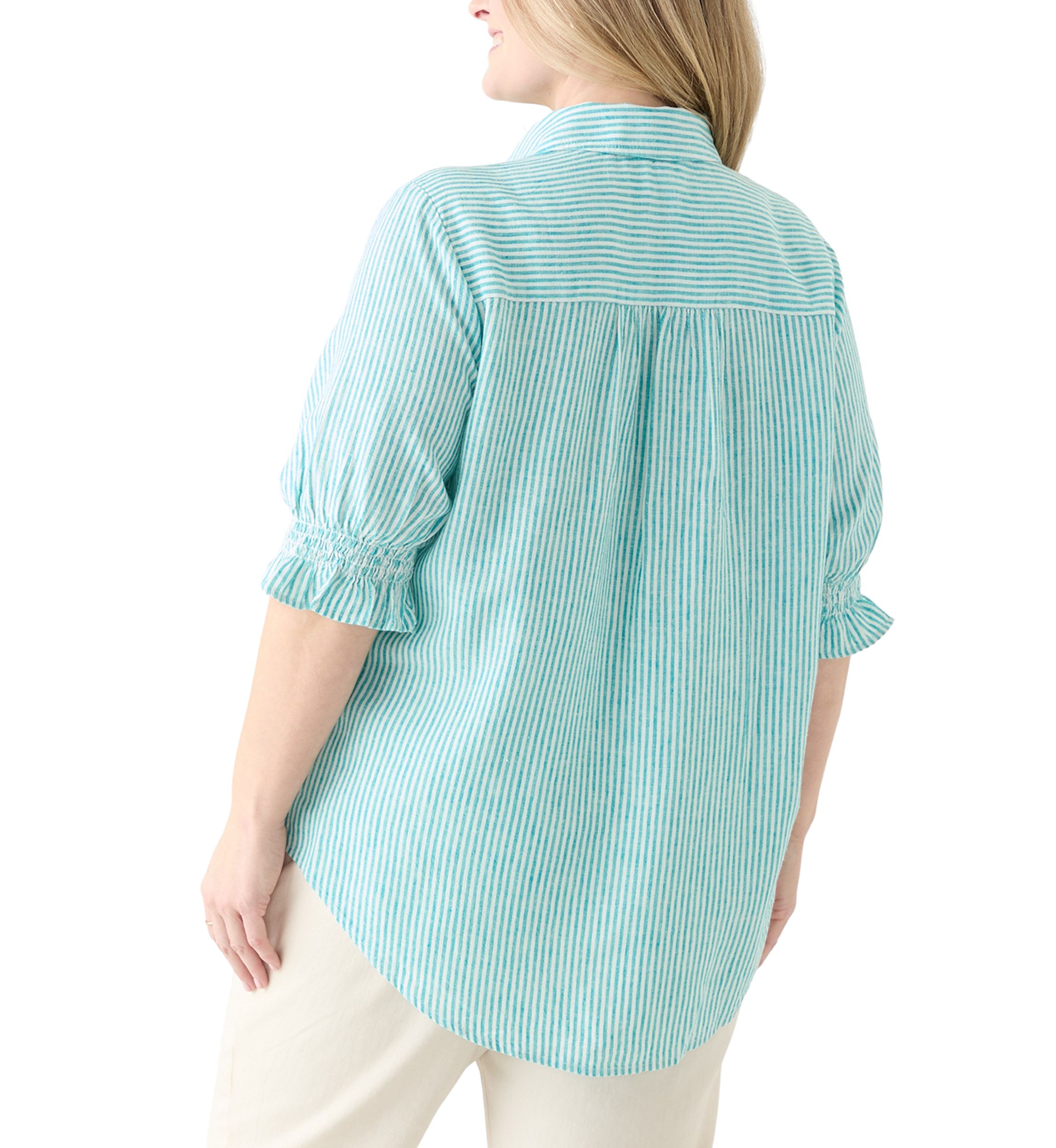 Plus Size Linen-Blend Button Down Shirt 