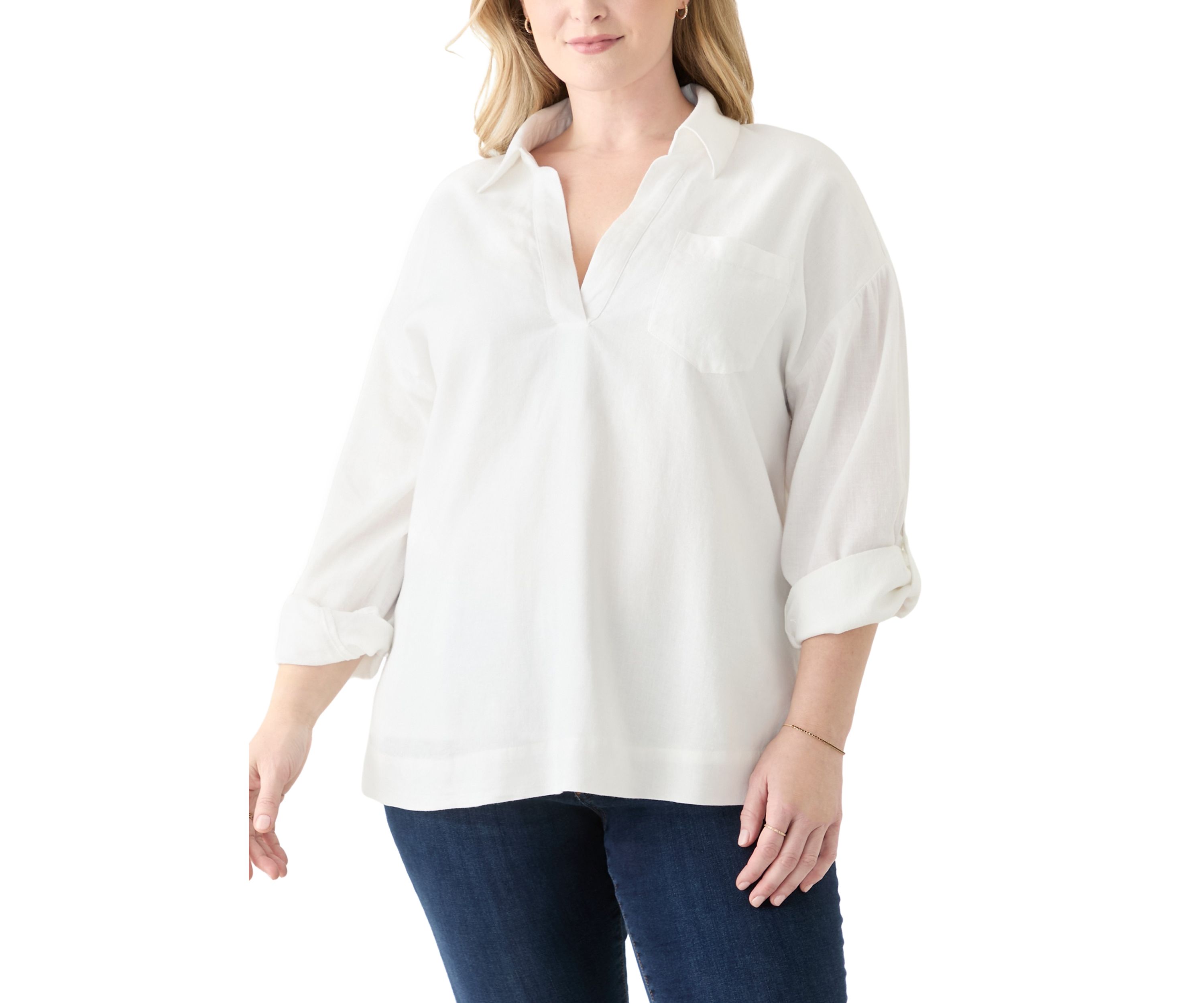 Plus Size Long Sleeve Popover Shirt