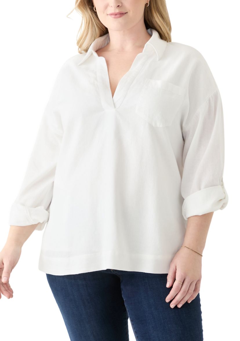 Plus Size Long Sleeve Popover Shirt