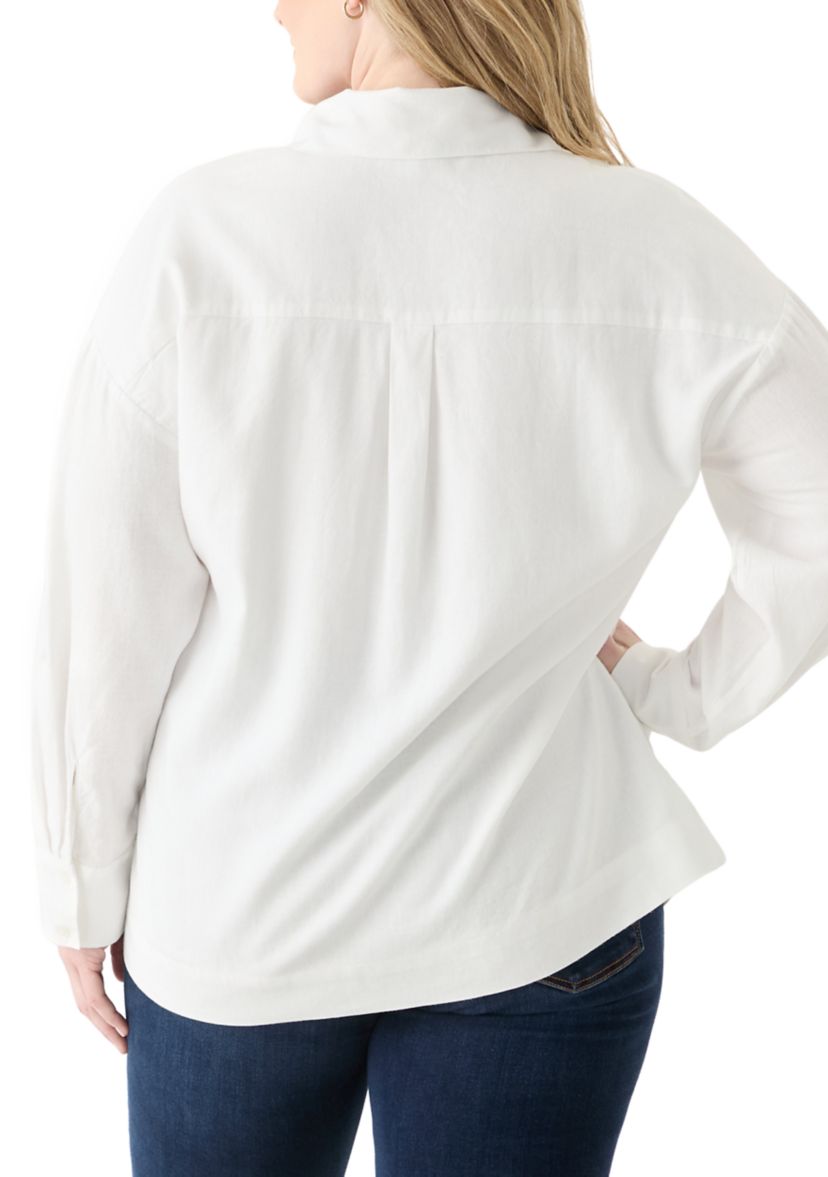 Plus Size Long Sleeve Popover Shirt