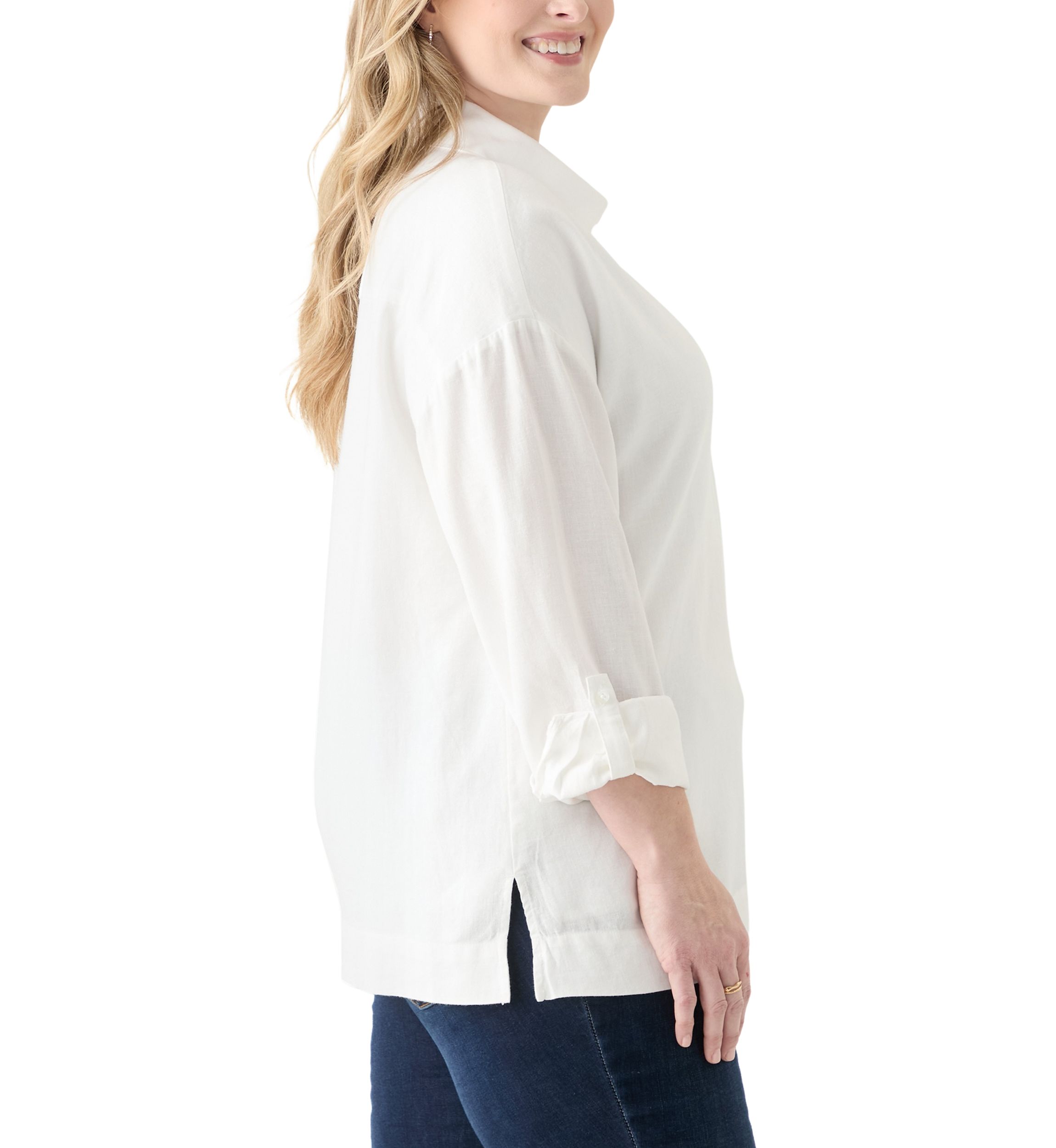 Plus Size Long Sleeve Popover Shirt