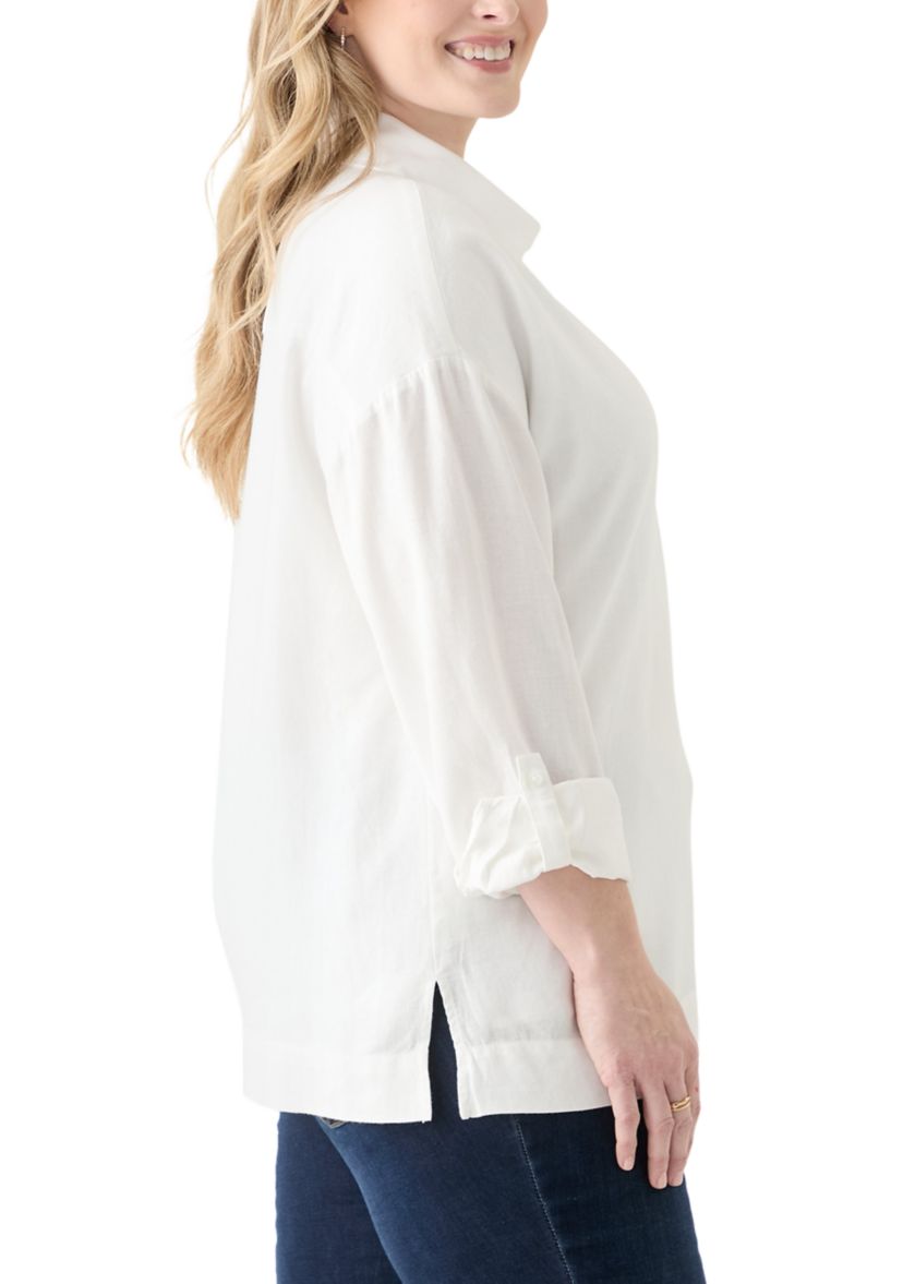 Plus Size Long Sleeve Popover Shirt