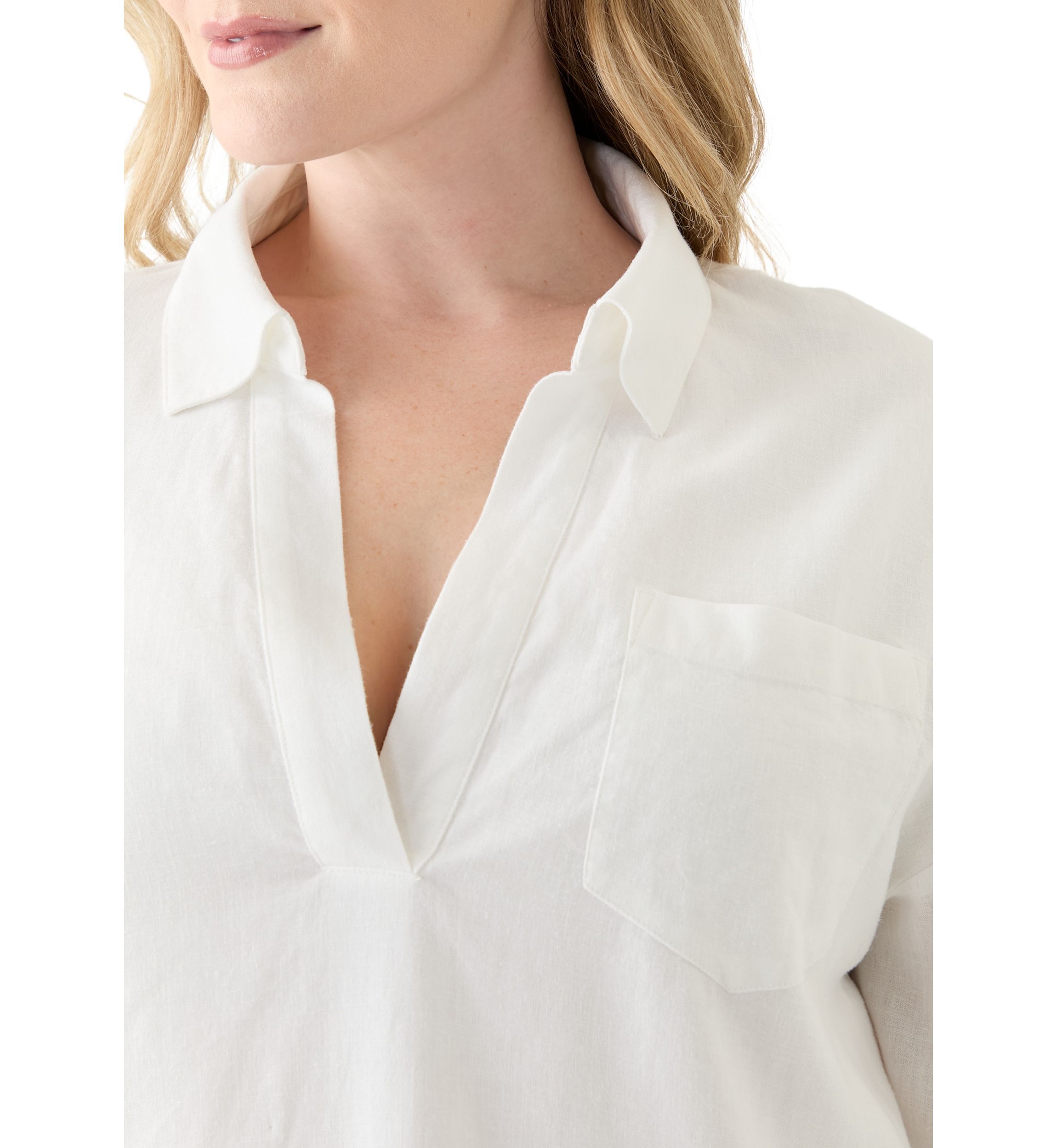Plus Size Long Sleeve Popover Shirt