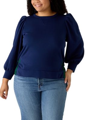 Crown & Ivy Women's Plus Size Long Sleeve Bow Sweatshirt