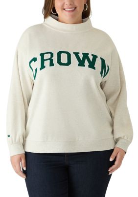 Crown & Ivy Women's Plus Size Long Sleeve Mock Neck Sweatshirt