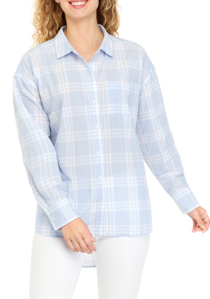 Juniors Long Sleeve Button Down Shirt 