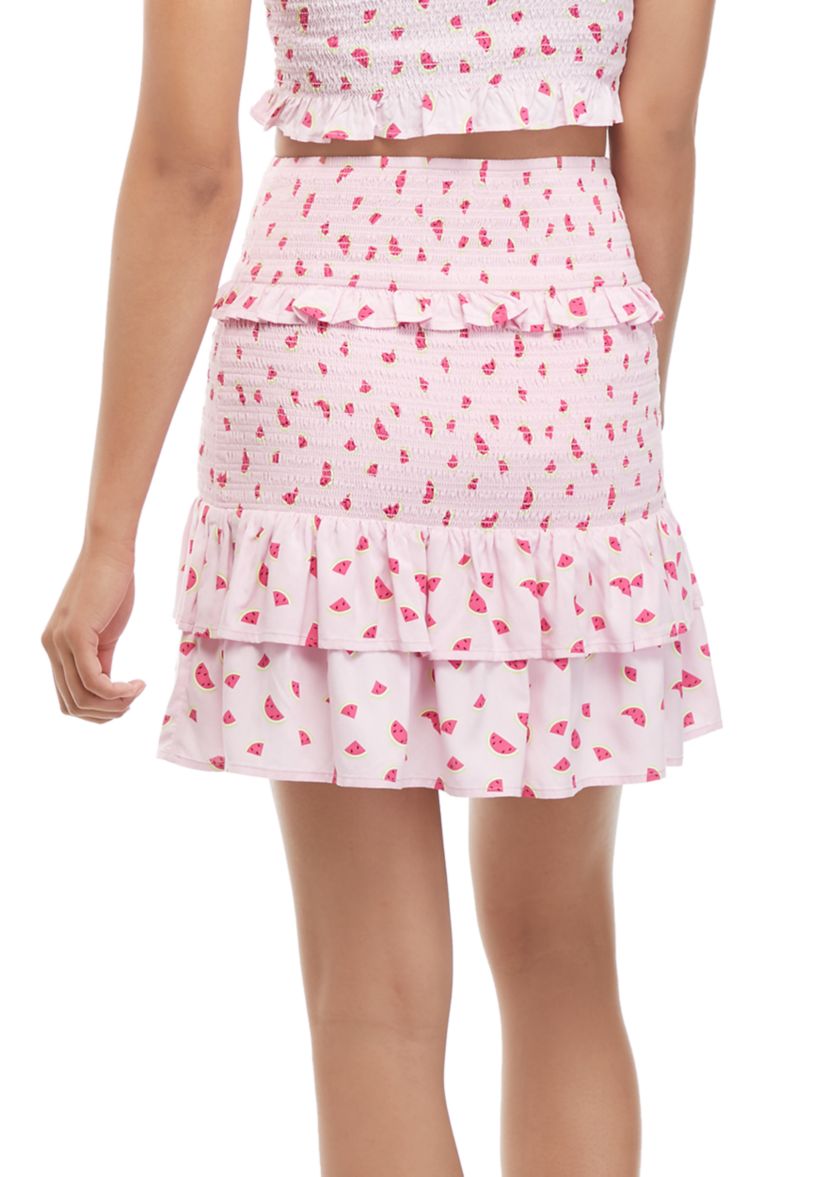 Juniors Smocked Ruffle Skirt