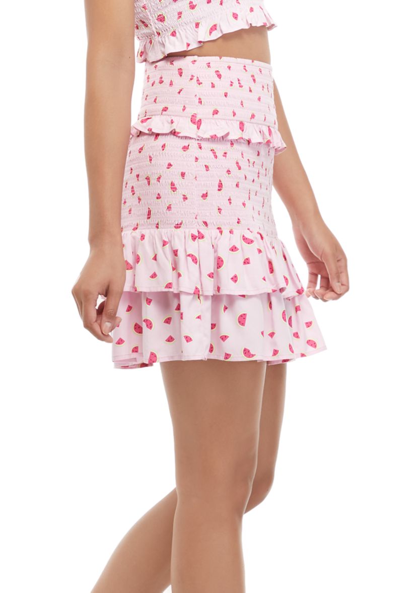 Juniors Smocked Ruffle Skirt