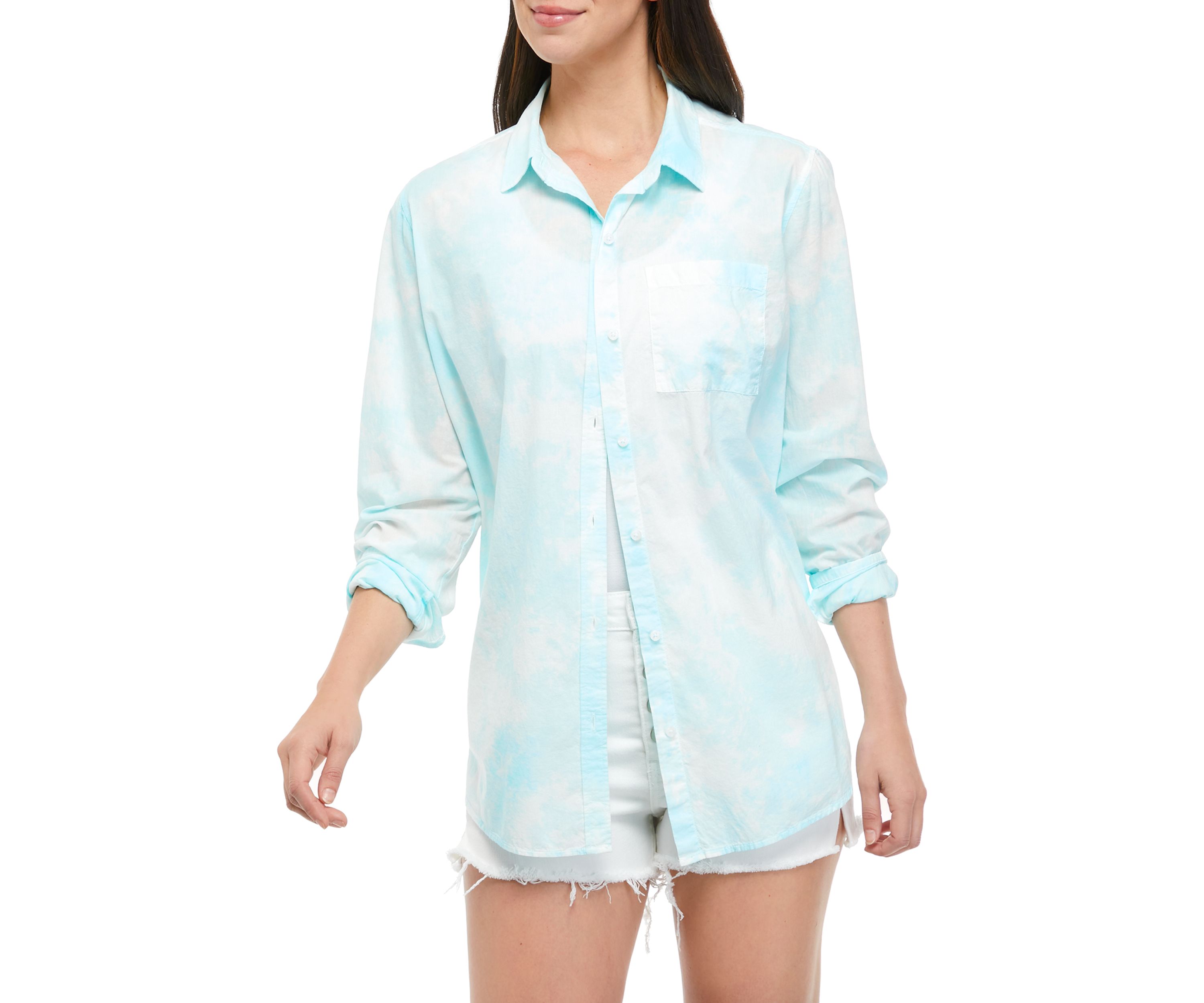 Juniors Long Sleeve Cotton Voile Top