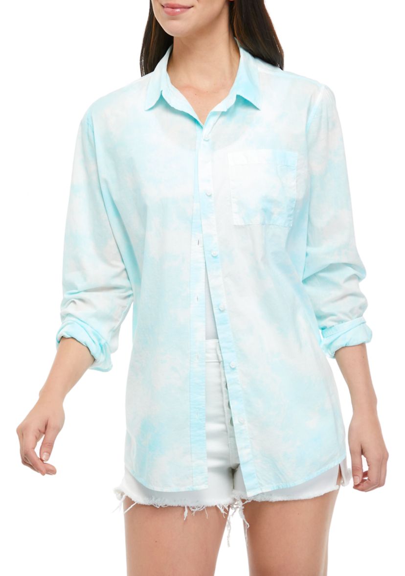 Juniors Long Sleeve Cotton Voile Top