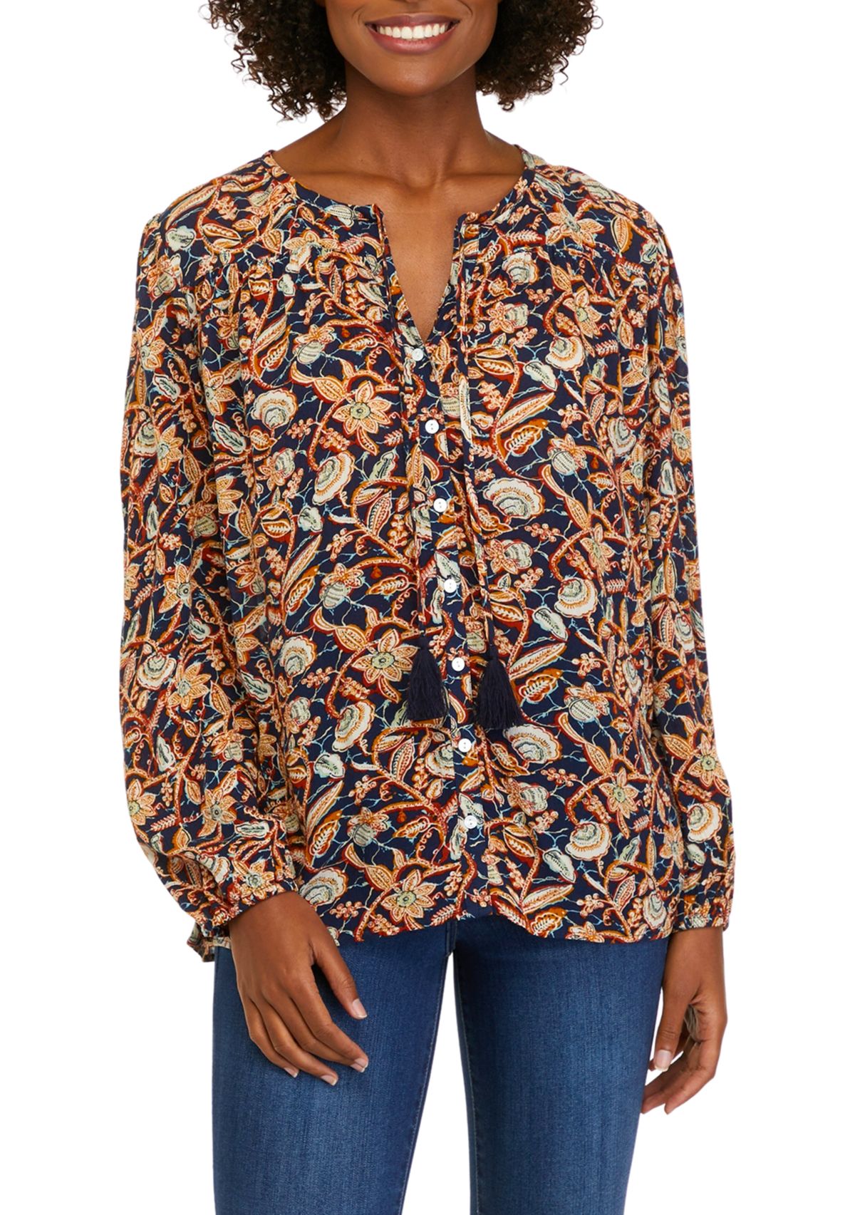 Womens Long Sleeve Peasant Top