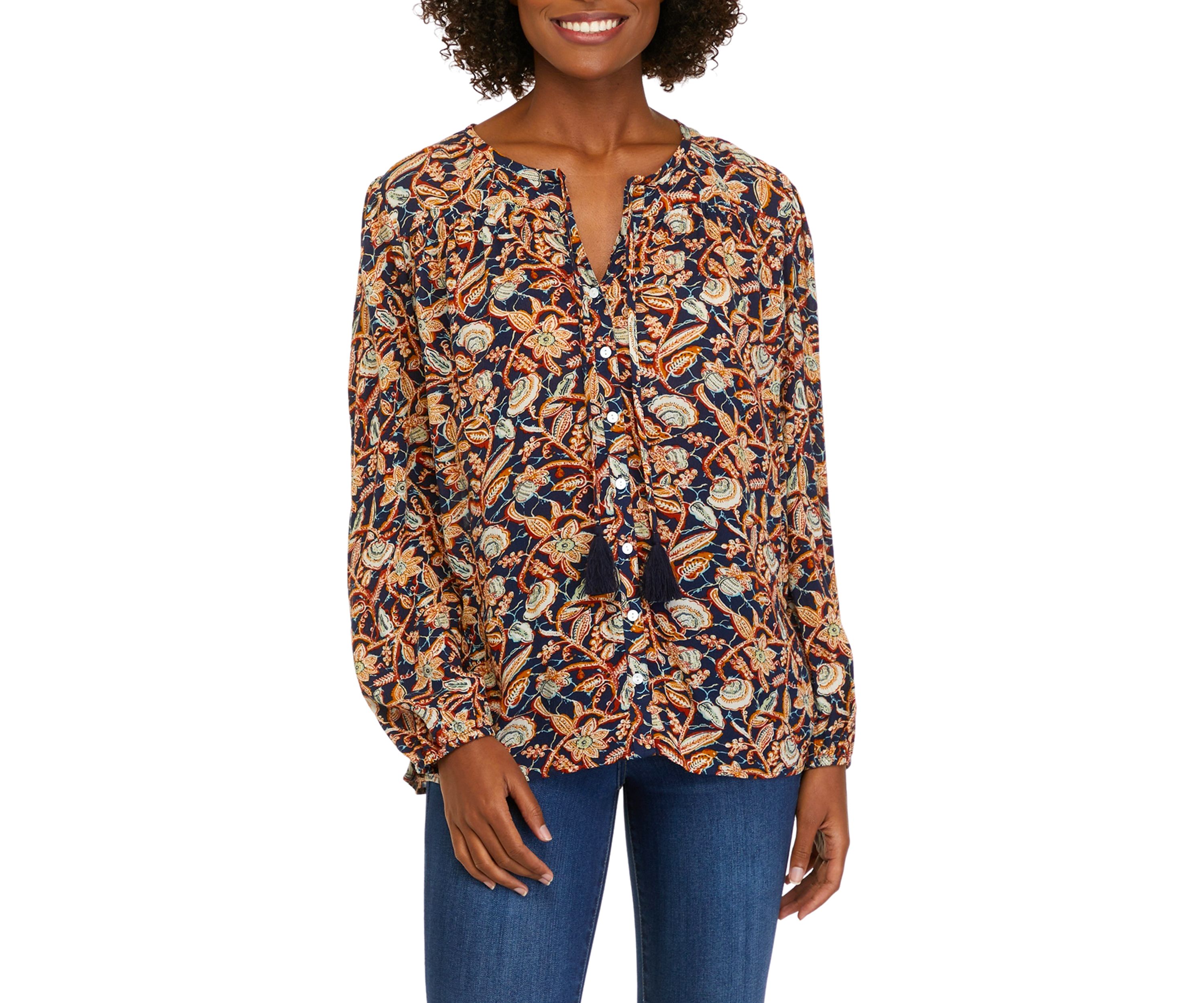 Womens Long Sleeve Peasant Top