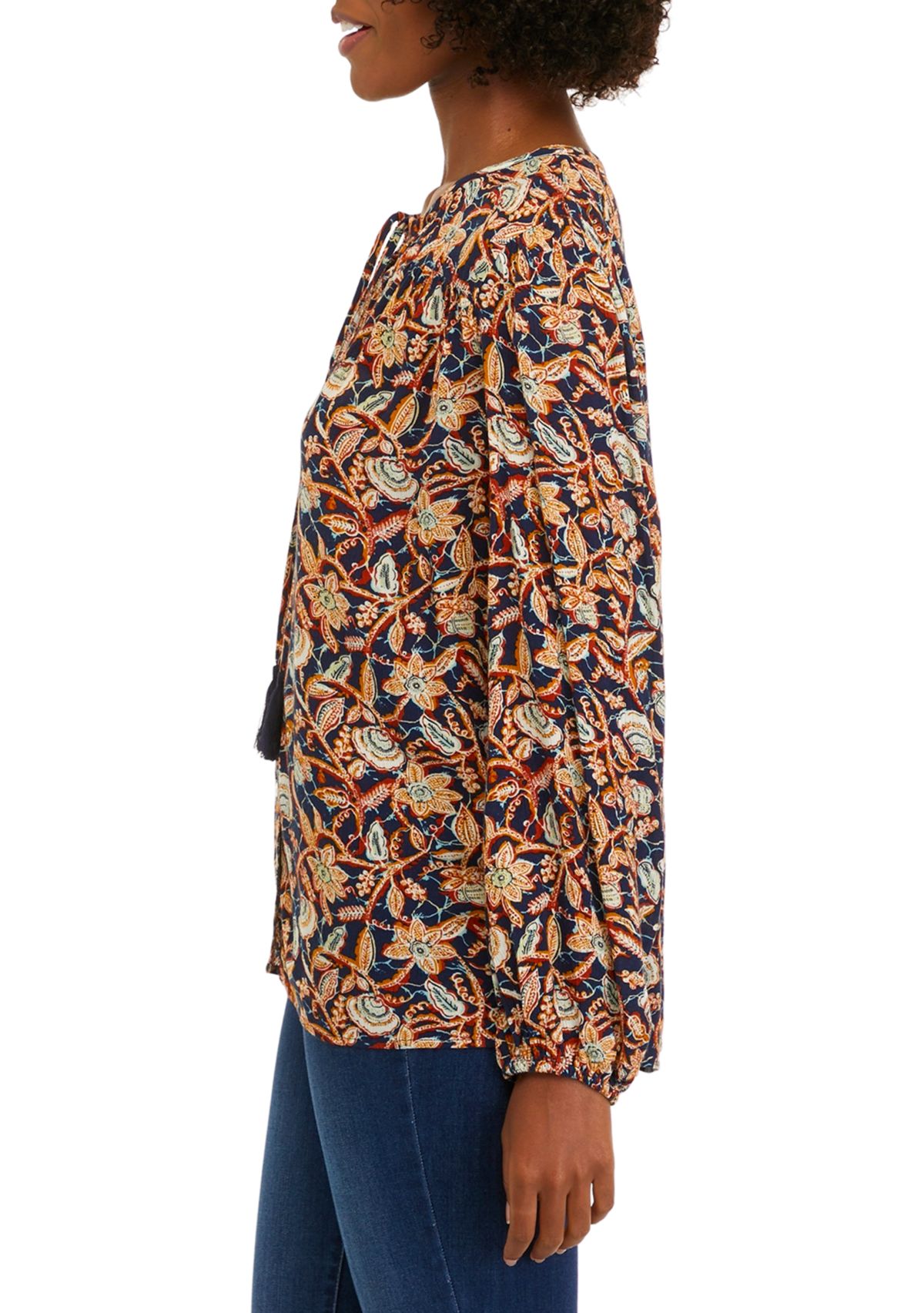 Womens Long Sleeve Peasant Top