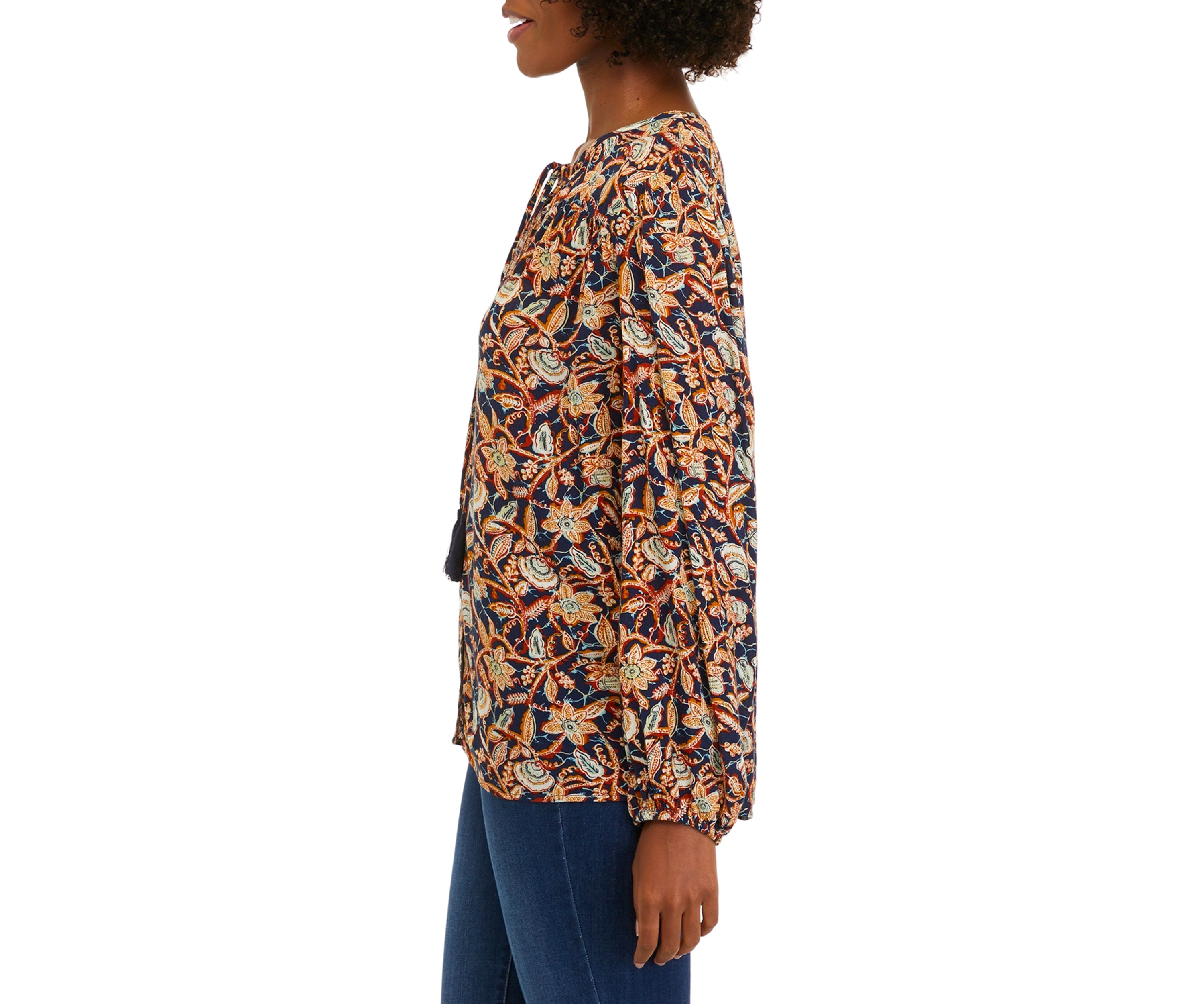 Womens Long Sleeve Peasant Top