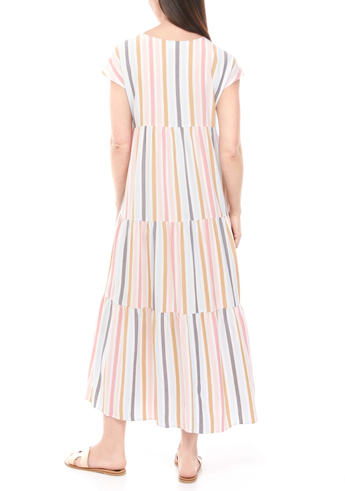 Womens V-Neck Tiered Maxi Dress