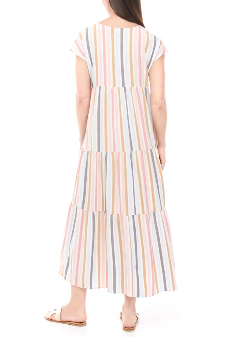 Womens V-Neck Tiered Maxi Dress