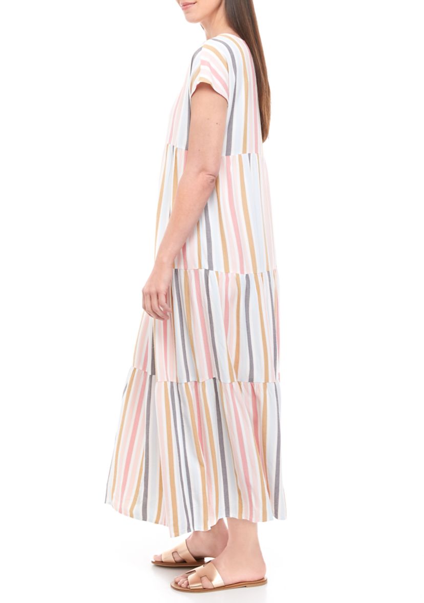 Womens V-Neck Tiered Maxi Dress