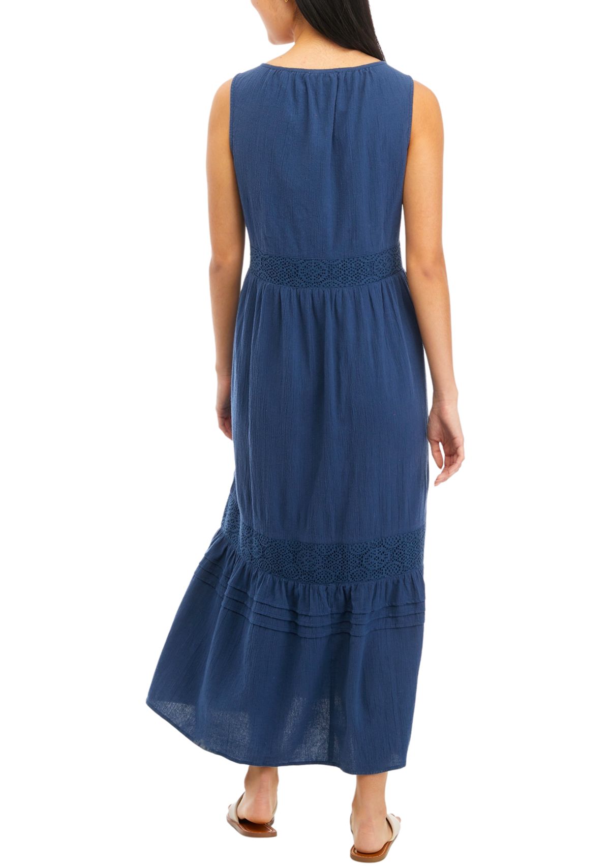 Womens Sleeveless V-Neck Midi Dress