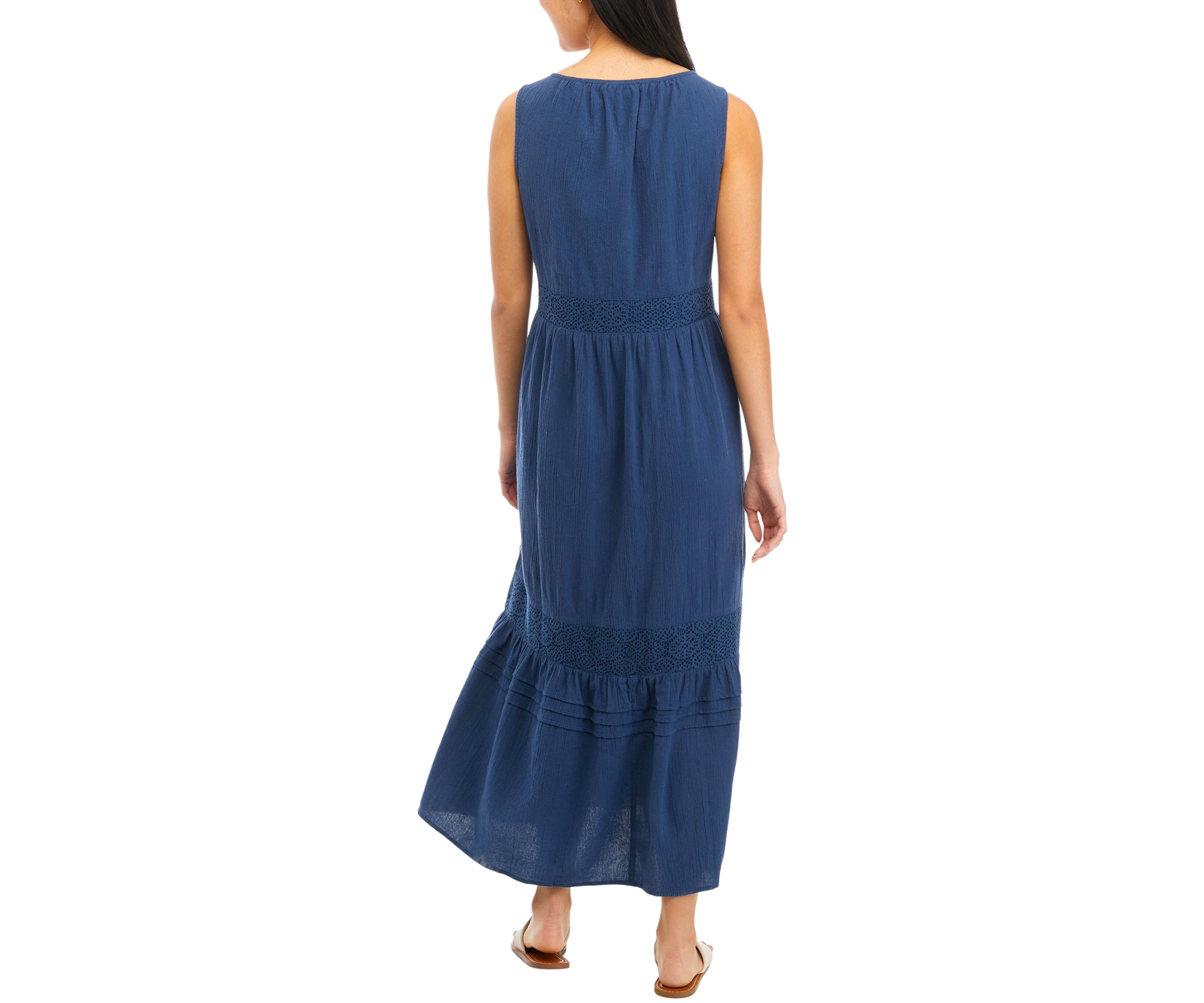Womens Sleeveless V-Neck Midi Dress