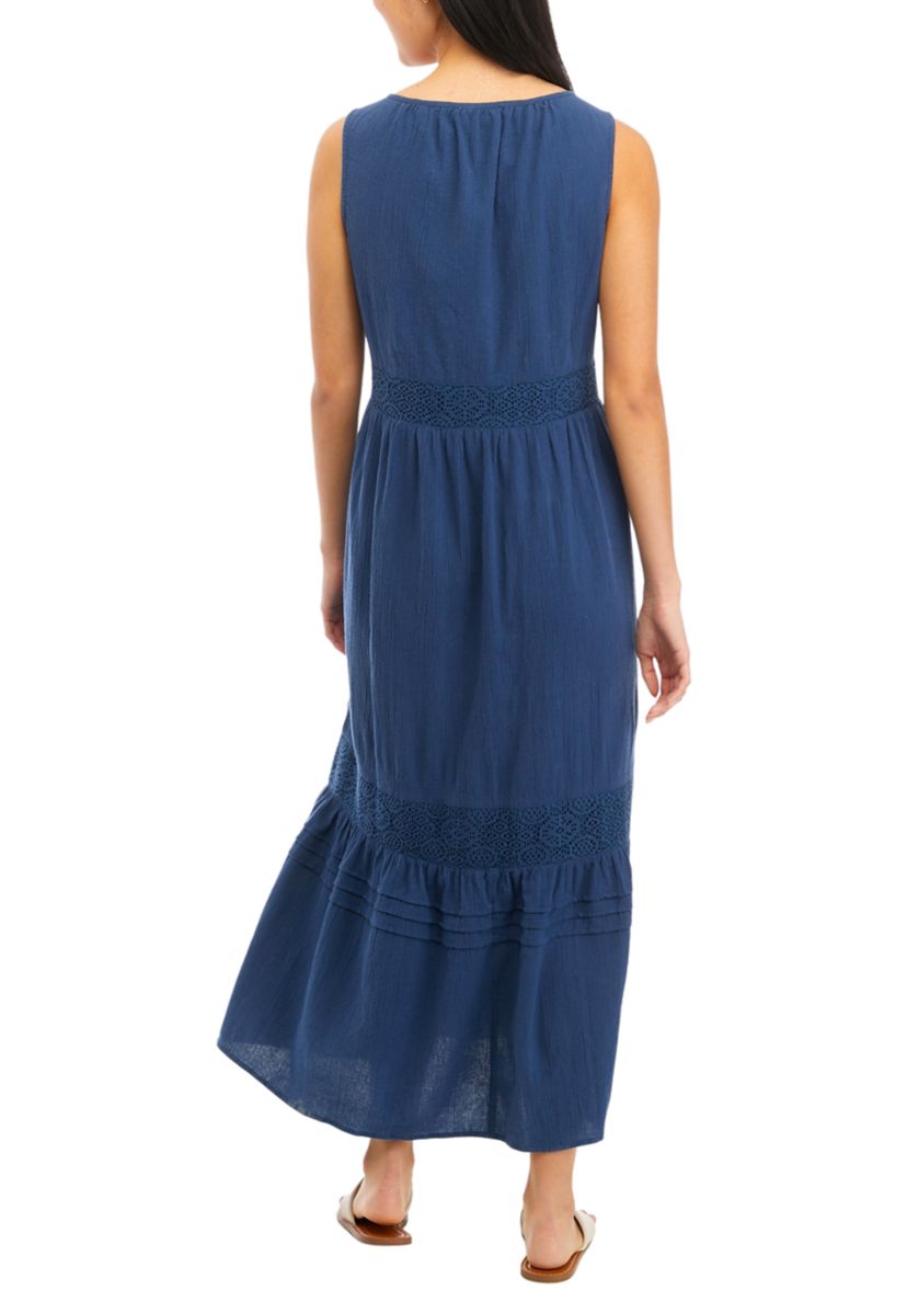 Womens Sleeveless V-Neck Midi Dress
