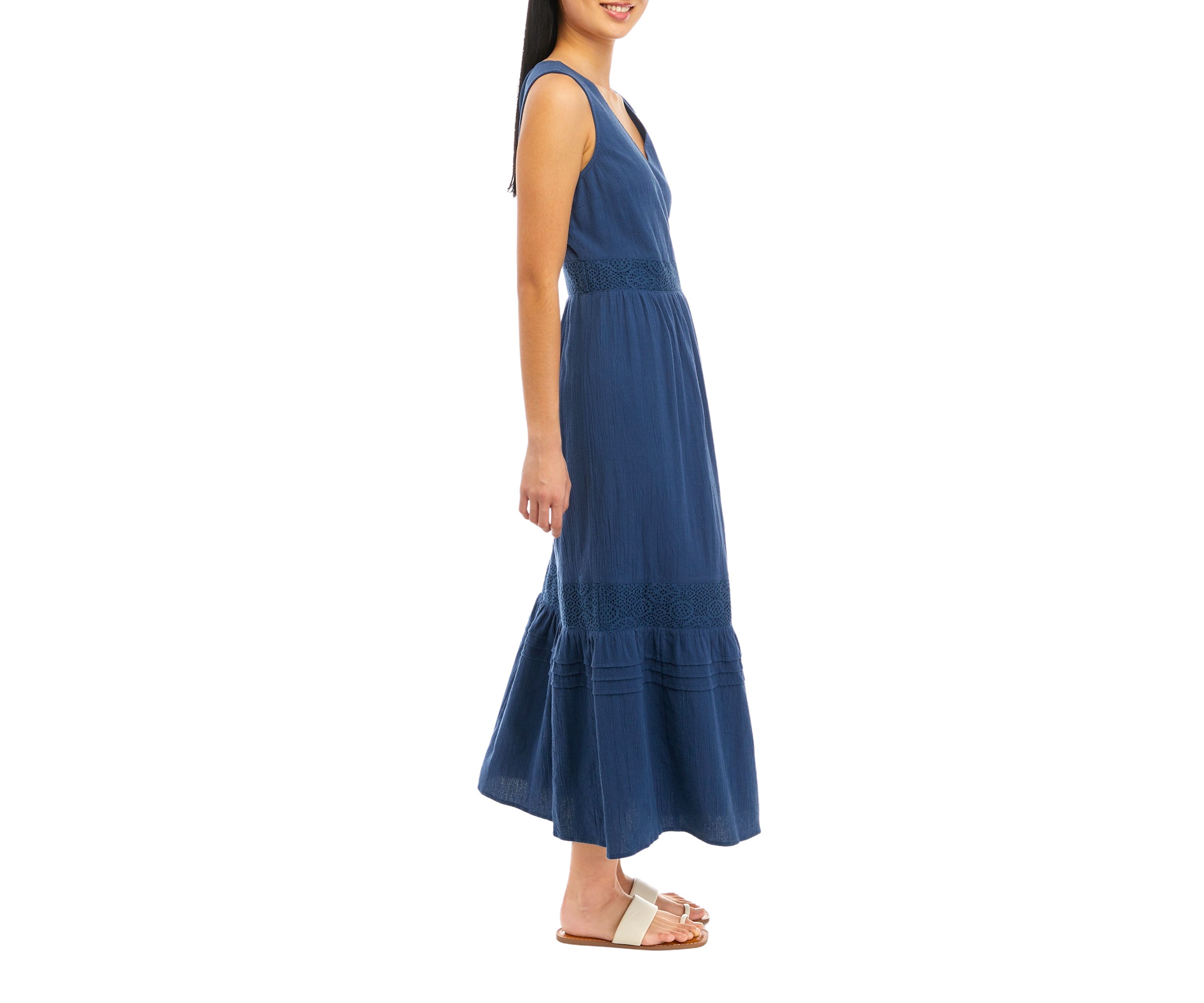 Womens Sleeveless V-Neck Midi Dress
