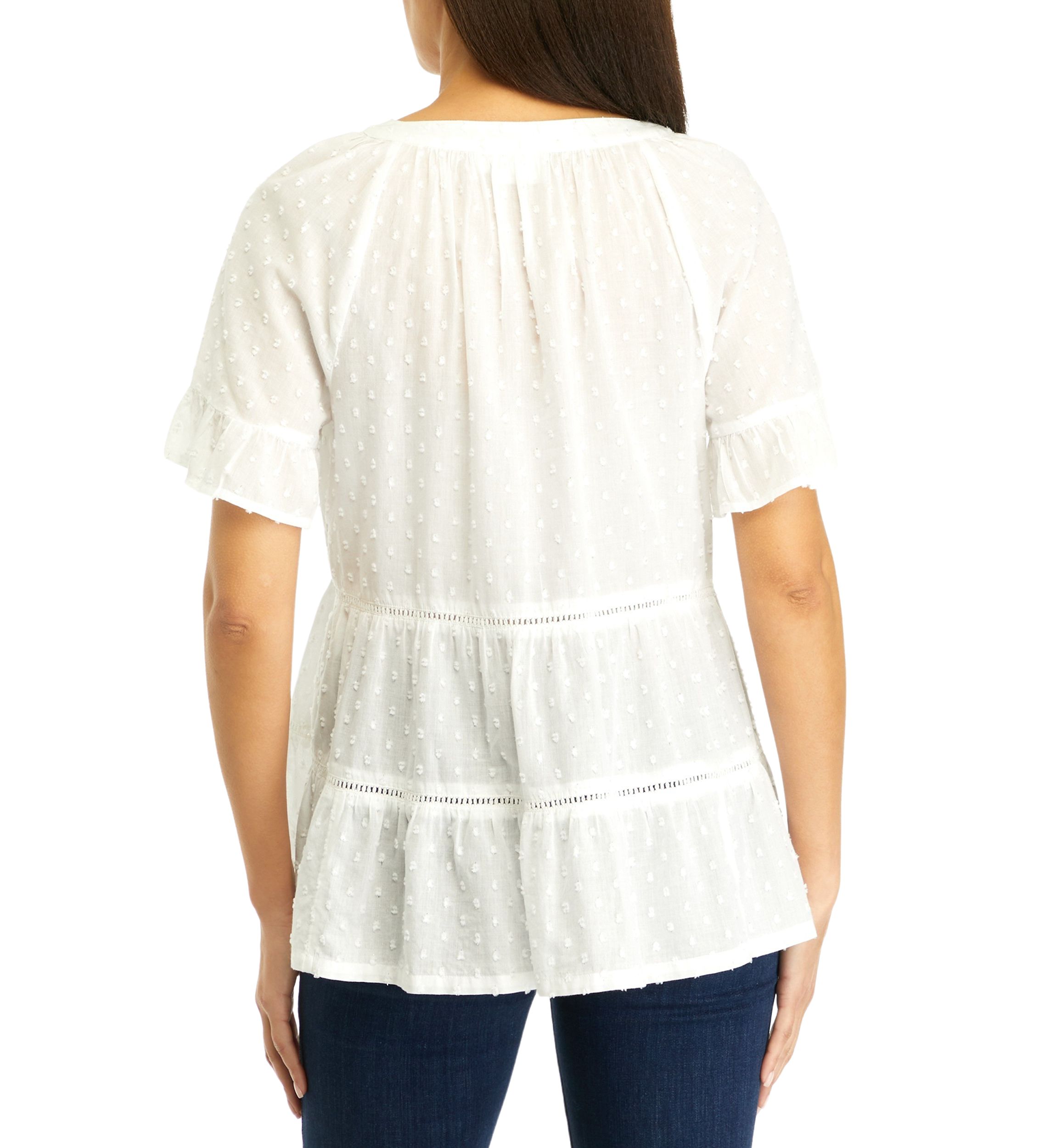 Womens Short Sleeve Tiered Blouse