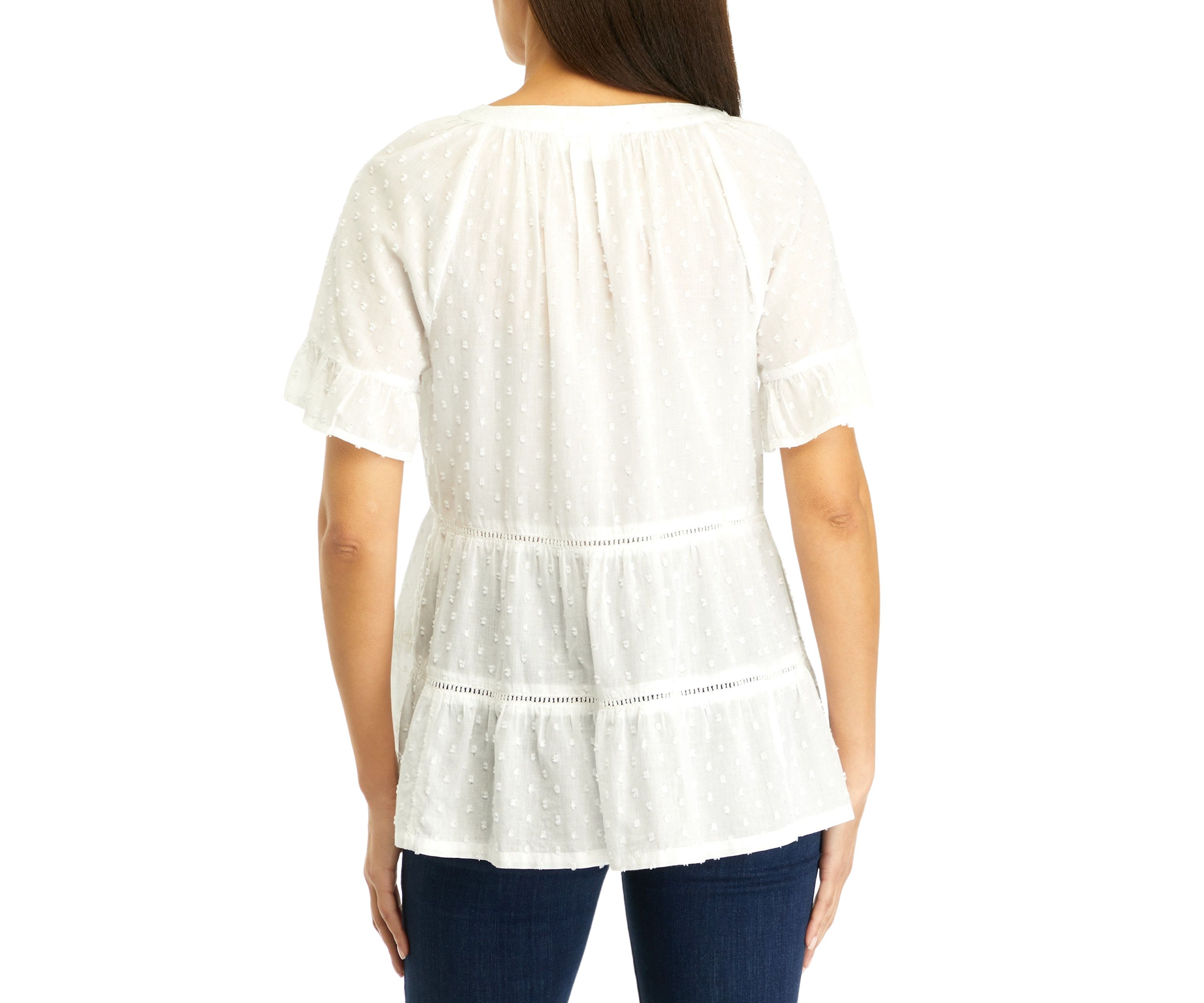 Womens Short Sleeve Tiered Blouse