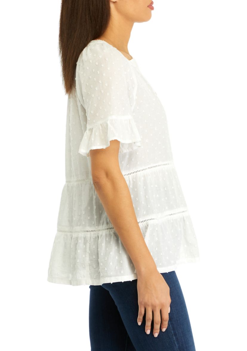 Womens Short Sleeve Tiered Blouse