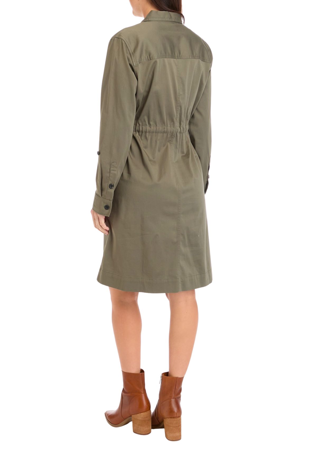 Womens Long Sleeve Utility Shirt Dress