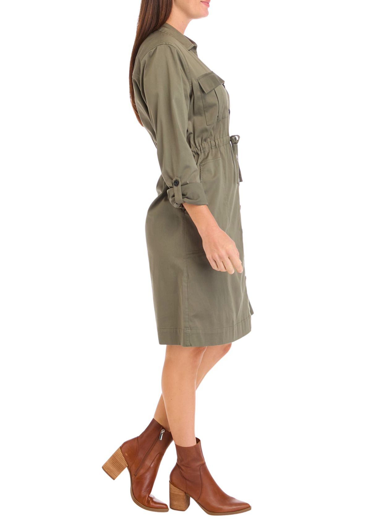 Womens Long Sleeve Utility Shirt Dress