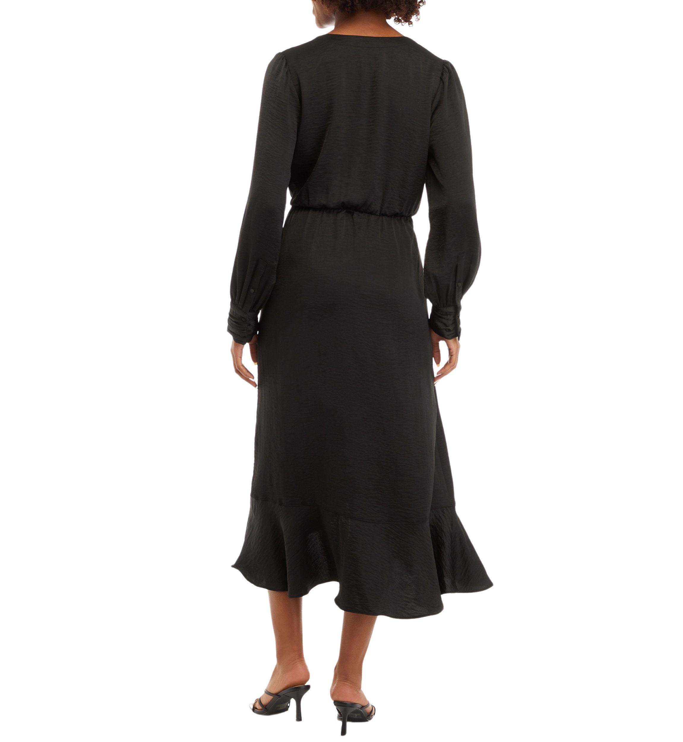 Womens Faux Wrapped Solid Dress