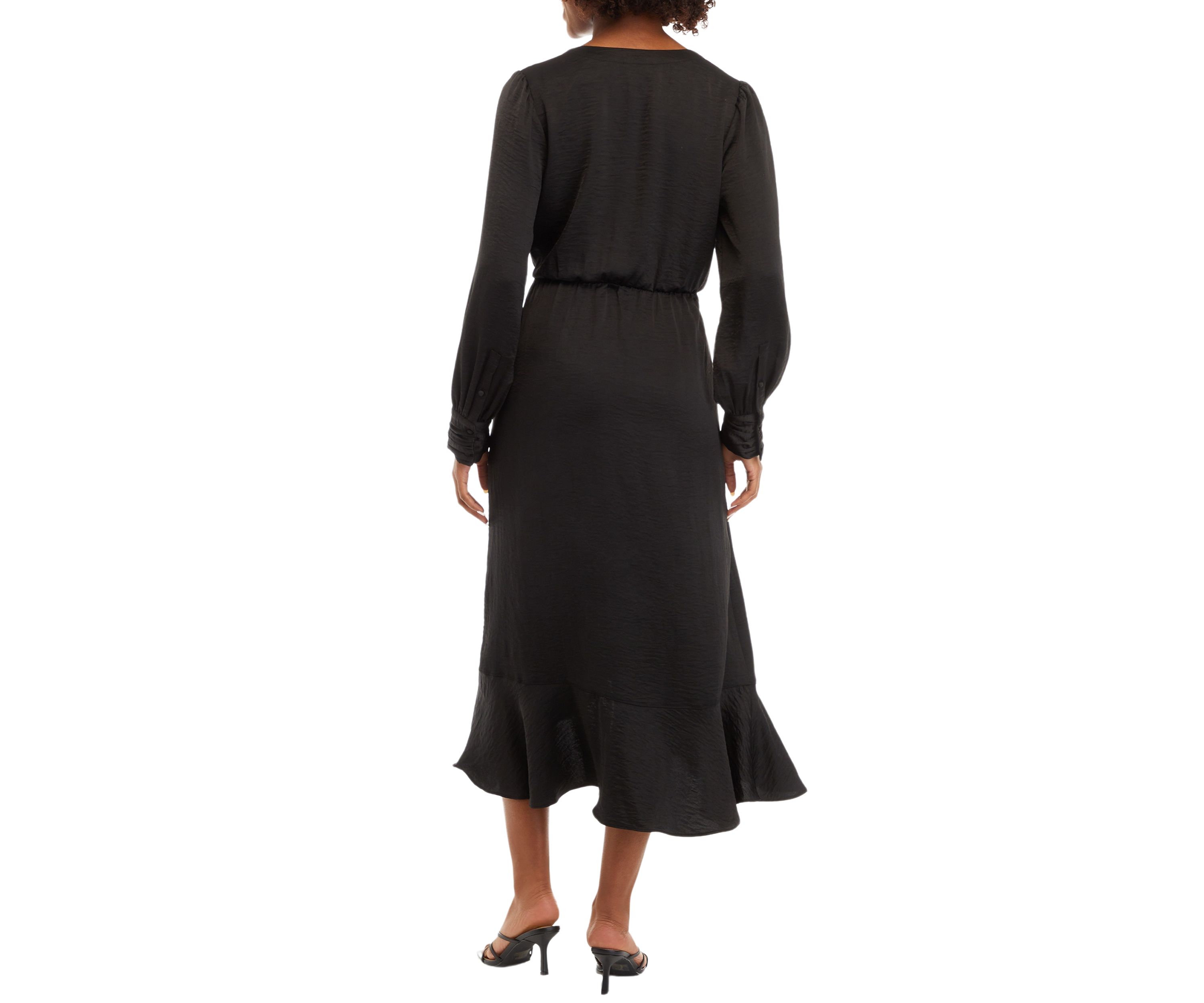 Womens Faux Wrapped Solid Dress
